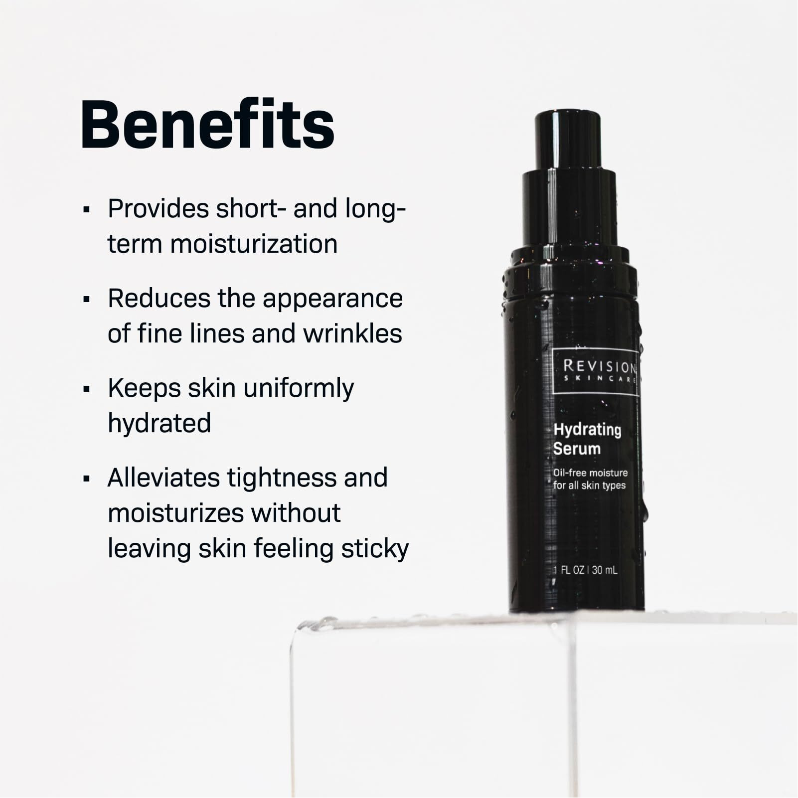 Revision Skincare Hydrating Serum, Moisturizing Anti Aging Serum, Oil Free Formula With Two Forms Of Hyaluronic Acid, 0.5 Fl Oz