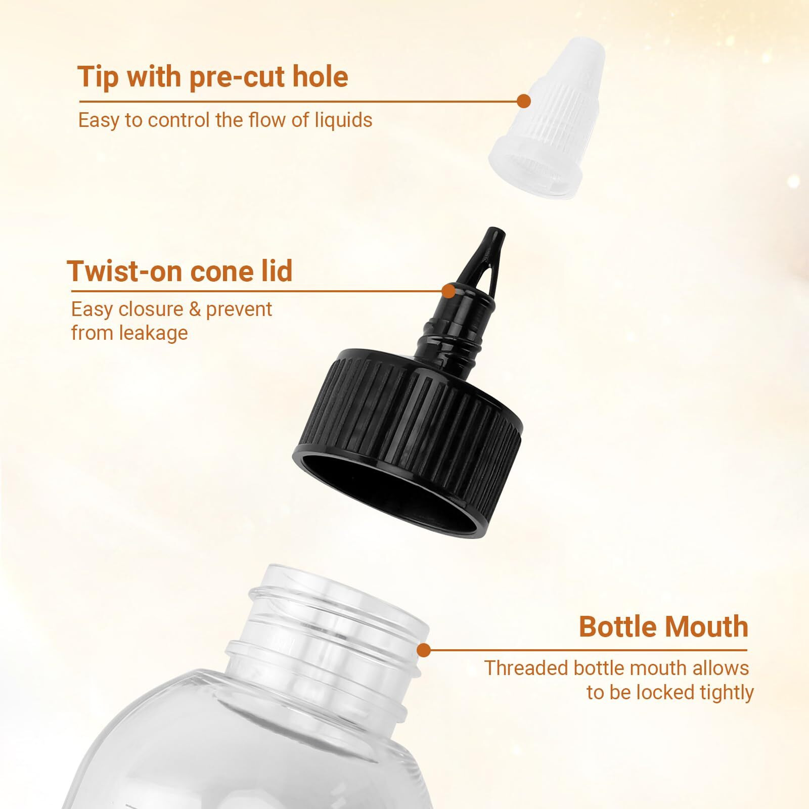 Segbeauty 8.5Oz Twist Top Applicator Bottle, 4Pcs 250Ml Measured Hair Dye Bottles, Clear Empty Hair Oil Bottle With Ratio Graduated Scale, Hair Color Squeeze Bottle Application Bottles For Hair Dyeing