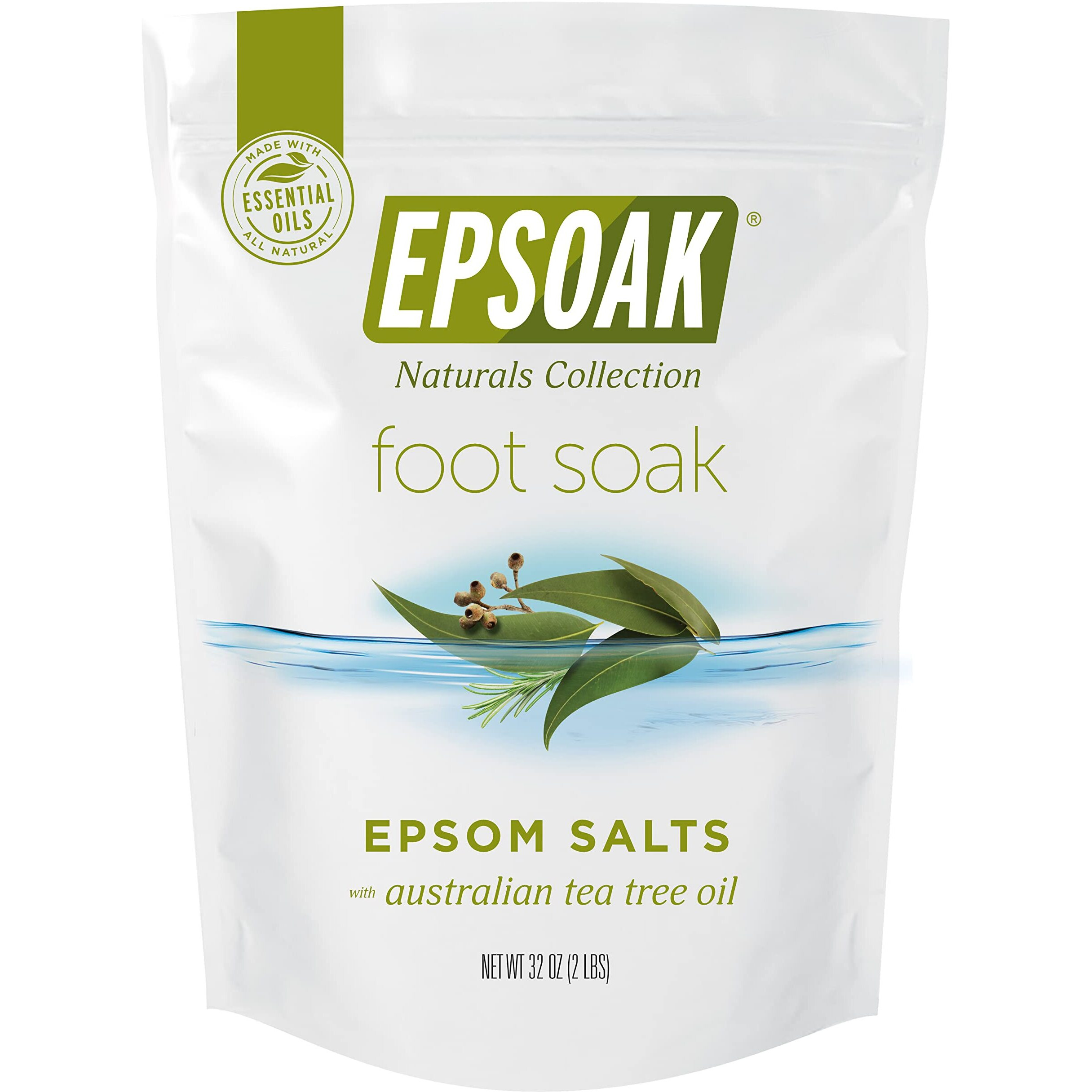 Tea Tree Oil Foot Soak With Epsoak Epsom Salt - 2 Pound Value Bag - Made In The Usa