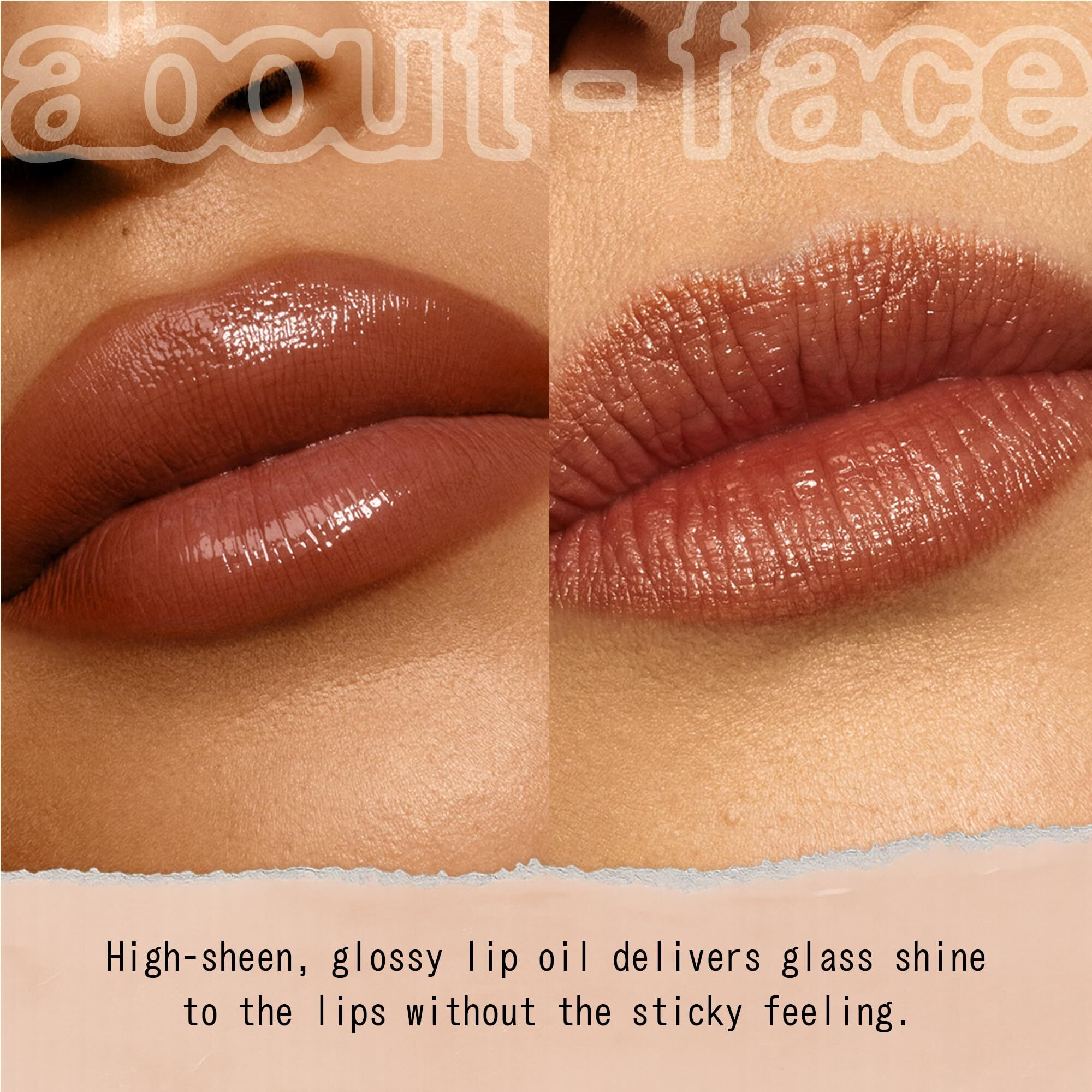 About-Face Light Lock Lip Gloss Feel It All - Non-Sticky, High-Shine Lip Oil Gloss With Coconut Oil, Peppermint & Lavender - Vegan, Cruelty-Free, Clean Beauty - 0.21 Oz (Milk Chocolate)