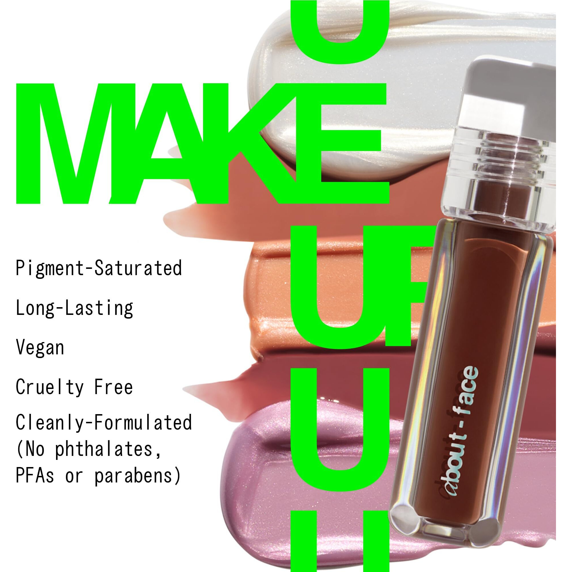 About-Face Light Lock Lip Gloss Feel It All - Non-Sticky, High-Shine Lip Oil Gloss With Coconut Oil, Peppermint & Lavender - Vegan, Cruelty-Free, Clean Beauty - 0.21 Oz (Milk Chocolate)