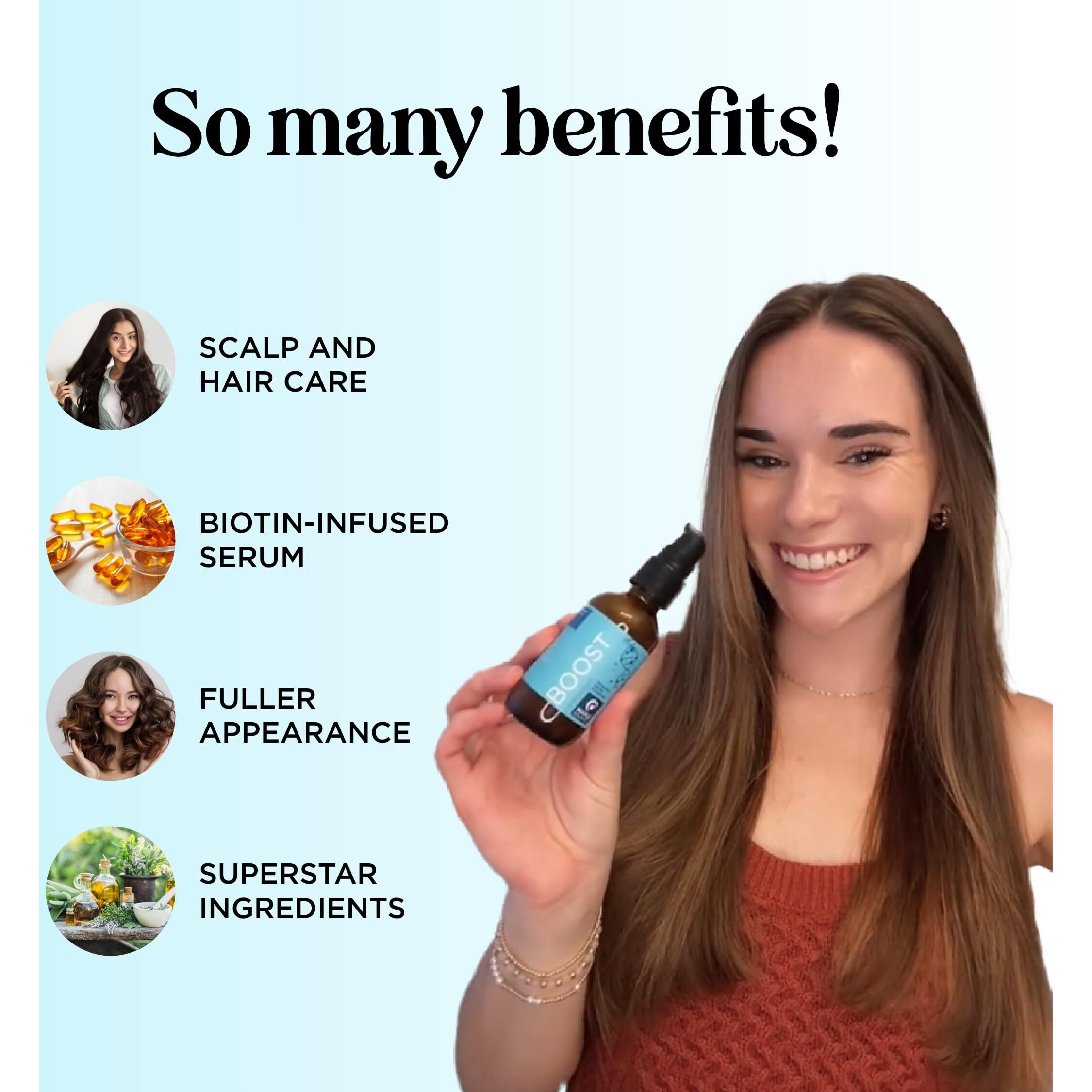 Volumizing Biotin Hair Serum For Men & Women - Caffeine Serum For Hair And Scalp Care With Peppermint Black Castor & Rosemary Oil For Enhanced Volume Shine & Hydration - Vegan & Cruelty Free (2 Fl Oz)