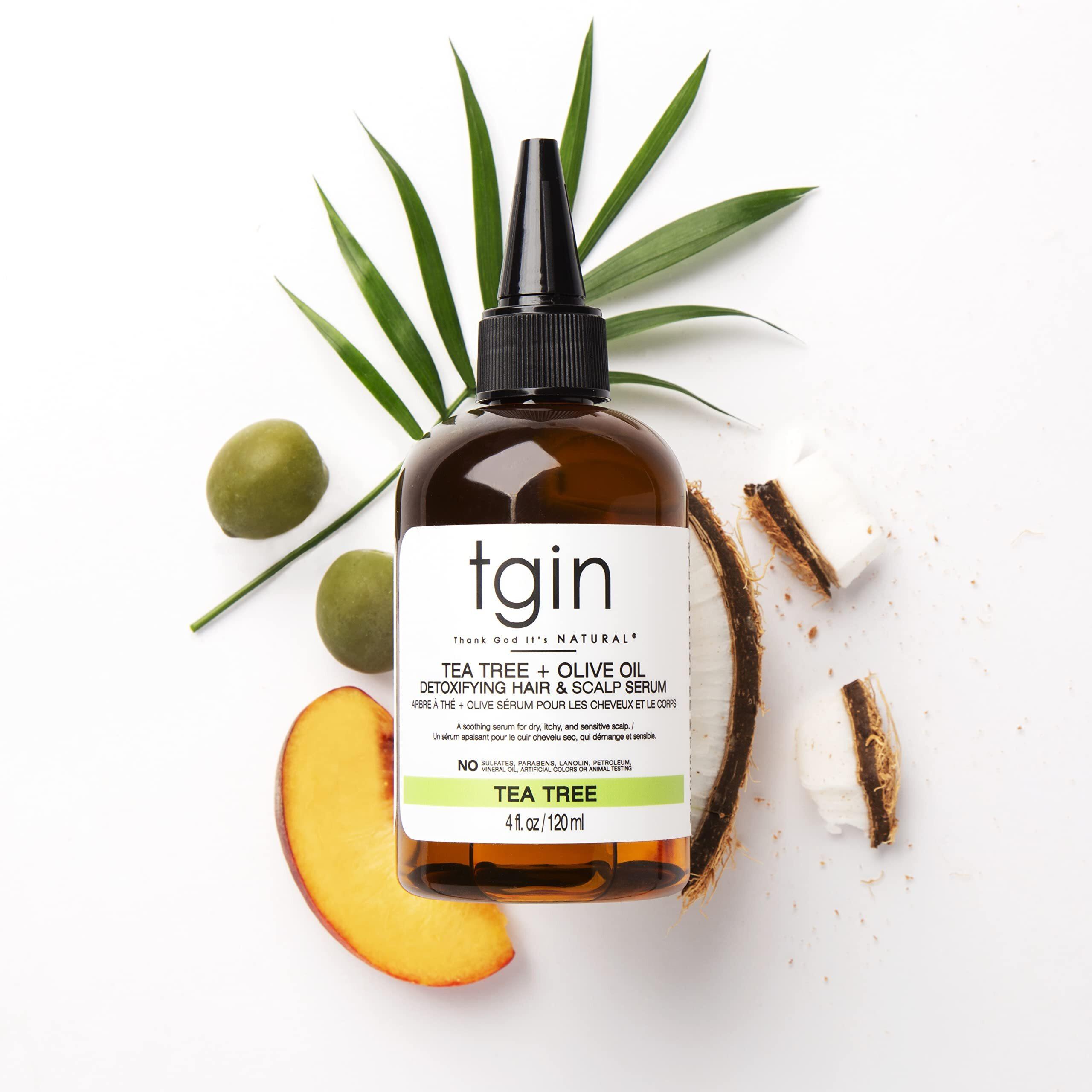Tgin Tea Tree + Olive Oil Detoxifying Dry Itchy Hair And Scalp Serum - Natural Hair - Scalp Oil - 4 Oz