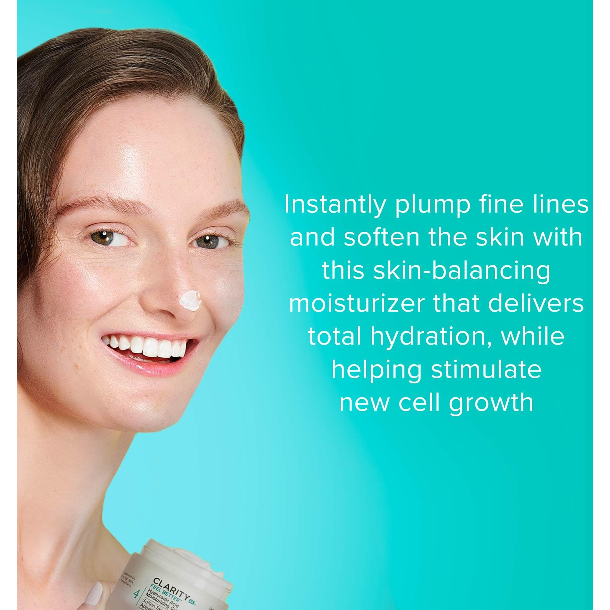 Clarityrx Feel Better Hyaluronic Acid Moisturizing Cream, Natural Plant-Based Face Moisturizer With Jojoba Oil For Dry, Aging Skin (0.5 Oz.)