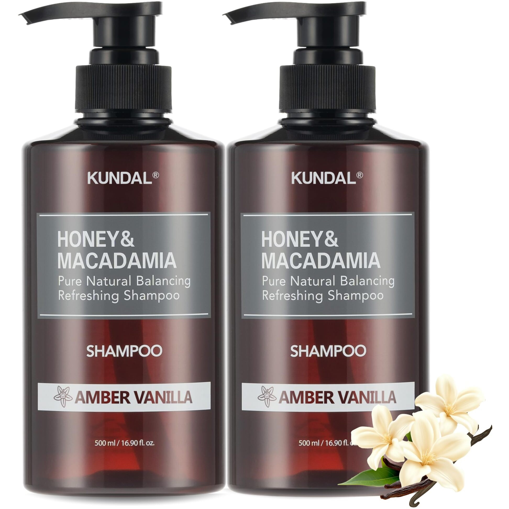 Kundal Honey & Macadamia Natural Shampoo [White Musk] Korean Hair Care Shampoo Damage Repair Strengthen, Nourish, With Honey, Argan Oil, Macadamia Oil, Free Paraben & Sulfate 16.9 Fl Oz (Pack Of 2)