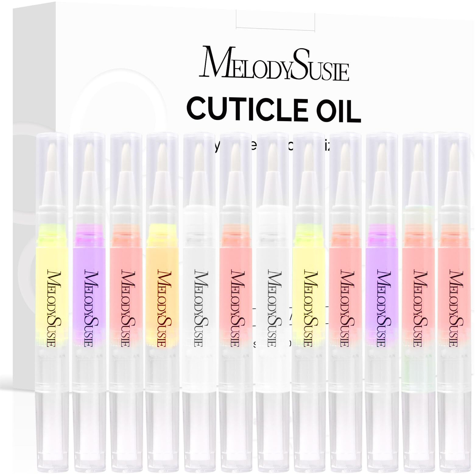 Melodysusie 12Pcs Cuticle Oil Pen Set,Nail Moisturizing Cuticle Oil Enriched With Vitamin E,Softens And Repairs Cuticles,Nail Strengthener,Protects Damaged Skin,Thin Nails