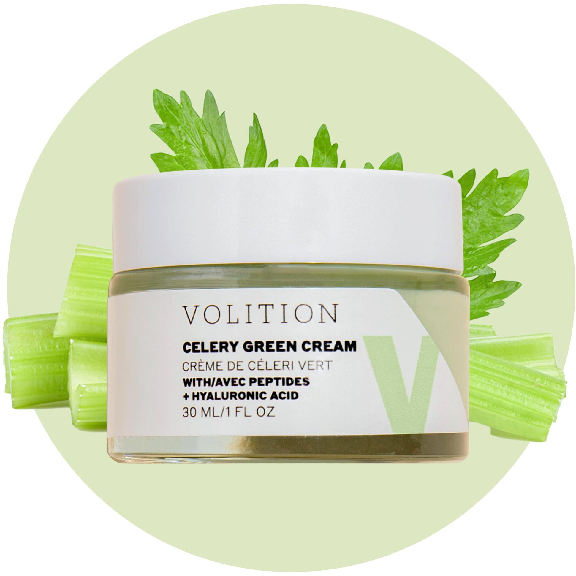 Volition Beauty Celery Green Cream With Hyaluronic Acid + Peptides - Purifies, Minimizes Pores And Controls Oil - 1Oz