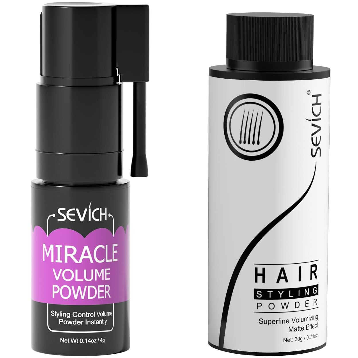 Sevich Miracle Volume Powder - Texturizing Hair Styling Powder For Men & Women, 360 Adjustable Nozzle, Oil Control & Fluffy Hair, Travel-Size Matte Finish Hair Powder, 4G Spray + 20G Refills