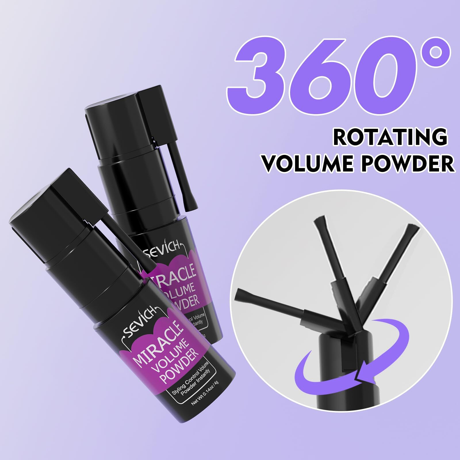 Sevich Miracle Volume Powder - Texturizing Hair Styling Powder For Men & Women, 360 Adjustable Nozzle, Oil Control & Fluffy Hair, Travel-Size Matte Finish Hair Powder, 4G Spray + 20G Refills