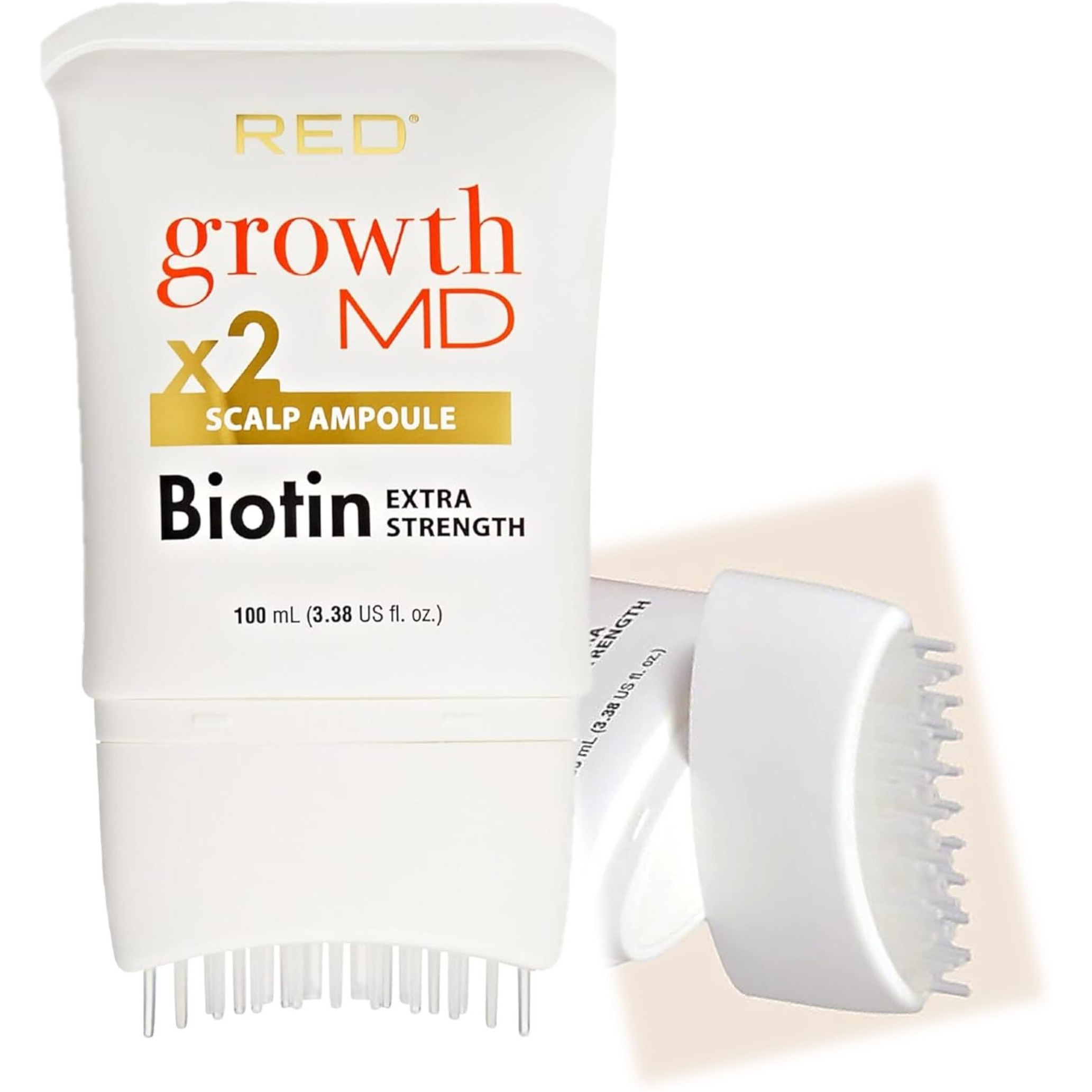 Red By Kiss Growthmd Extra Strength Scalp Ampoule With Biotin, Brush Applicator, Peppermint Oil, Aloe Vera, Hydrates Scalp, Reduces Thinning, Fuller Hair Growth, Cooling & Soothing100Ml