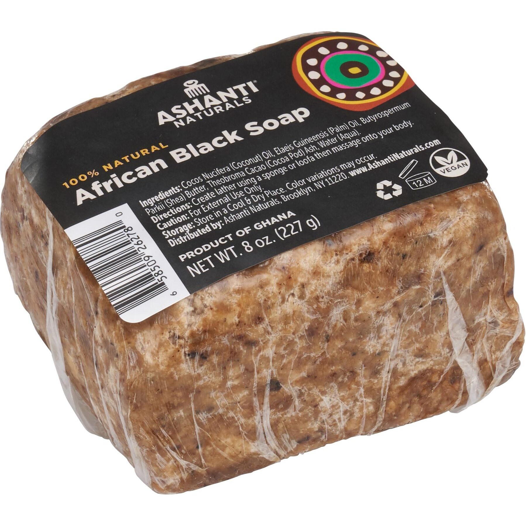 African Black Soap Bar | Unscented Natural Black Soap With Raw Shea Butter And Coconut Oil - 8Oz Bar