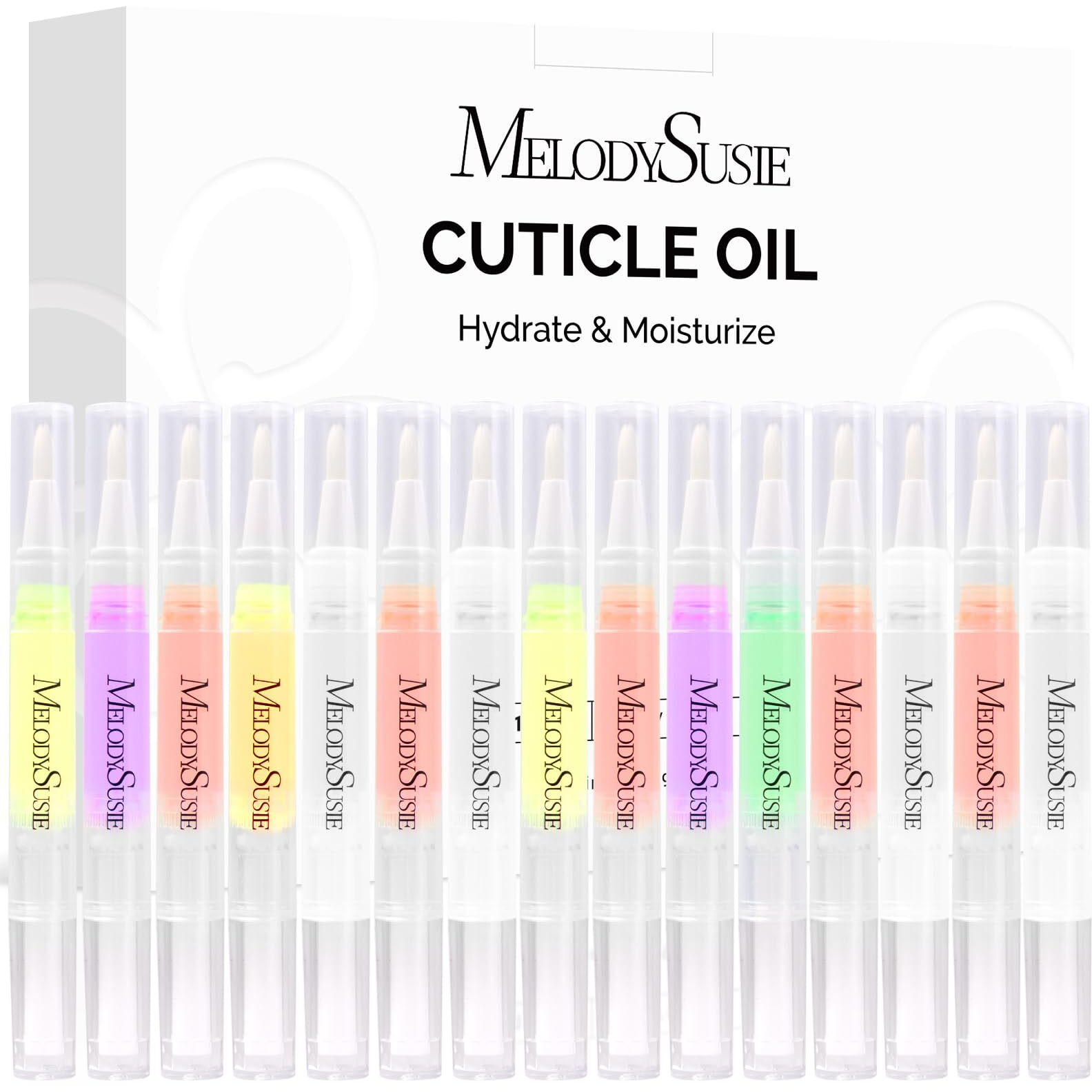 Melodysusie 15Pcs Cuticle Oil Pen Set,Nail Moisturizing Cuticle Oil Enriched With Vitamin E,Softens And Repairs Cuticles,Nail Strengthener,Protects Damaged Skin,Thin Nails