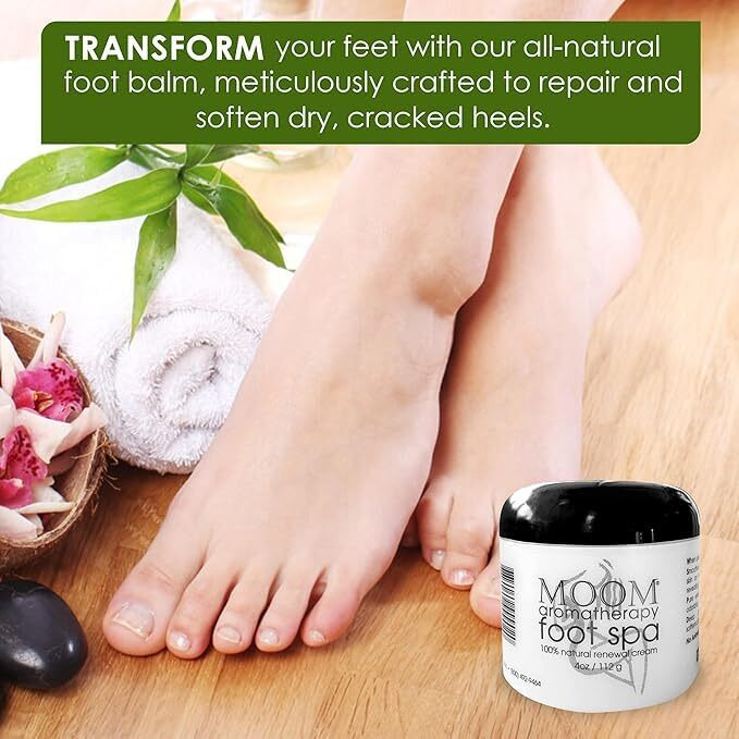 Moom Foot Spa Cream - 100% Natural Foot Renewal, Foot Cream Infused With Essential Oils For Soft, Smooth Feet, Aromatherapy Moisturizer For Dry, Cracked Heels,Feet,Knees,Elbows,Hands