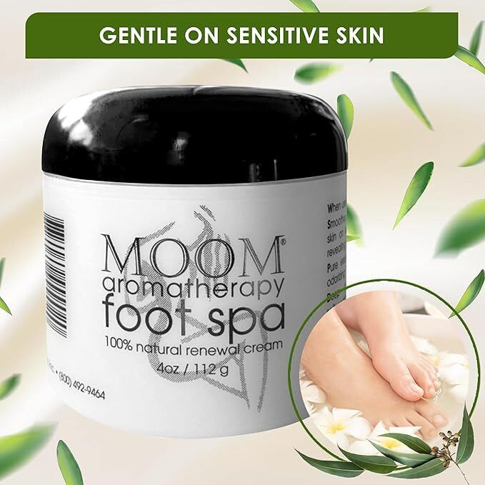 Moom Foot Spa Cream - 100% Natural Foot Renewal, Foot Cream Infused With Essential Oils For Soft, Smooth Feet, Aromatherapy Moisturizer For Dry, Cracked Heels,Feet,Knees,Elbows,Hands
