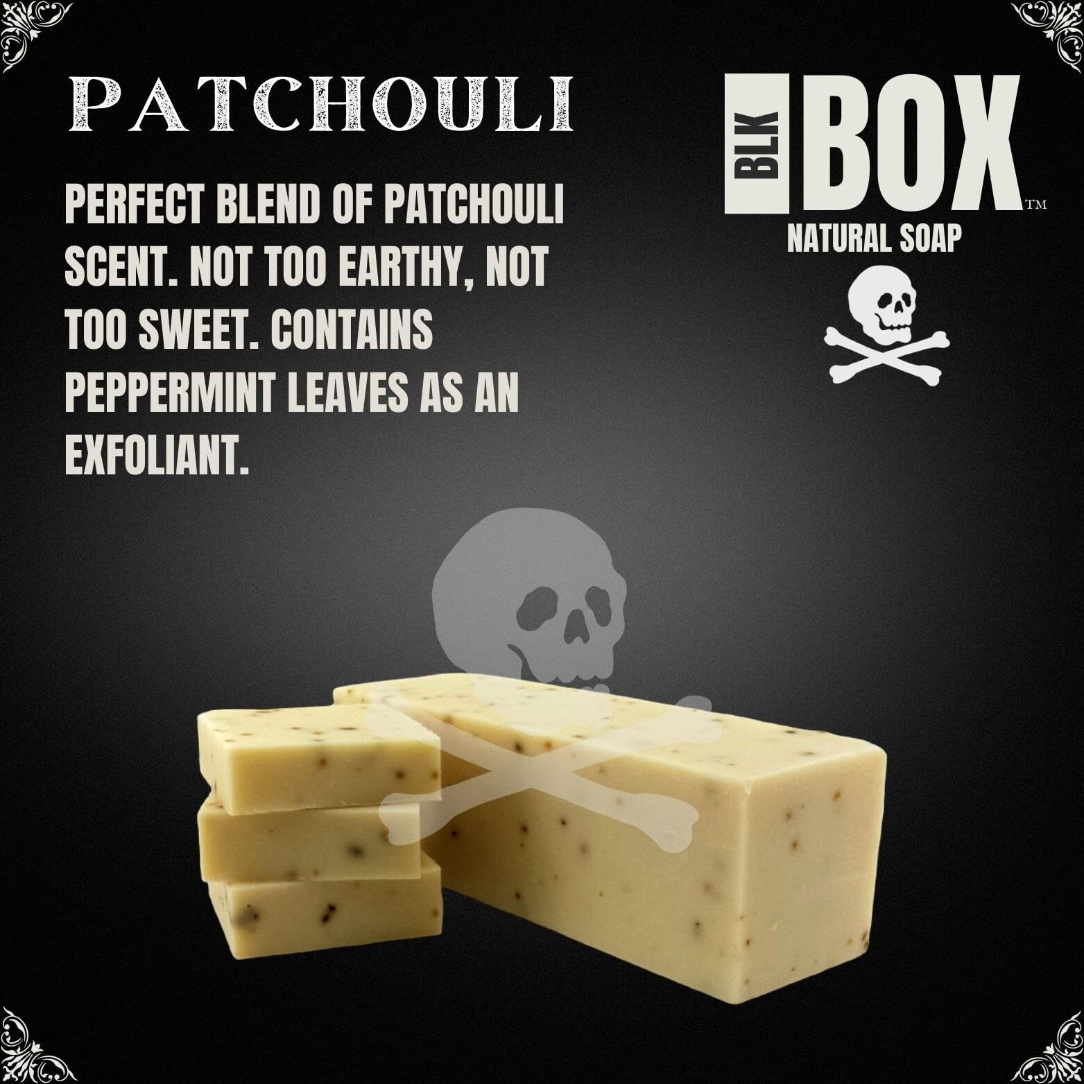 Black Box Usa Made 5Oz Men's Natural Bar Soap Made From Natural Oils - Handmade Cold Process Soap With No Harsh Chemicals Perfect Blend Of Patchouli & Peppermint Leaves (Patchouli)