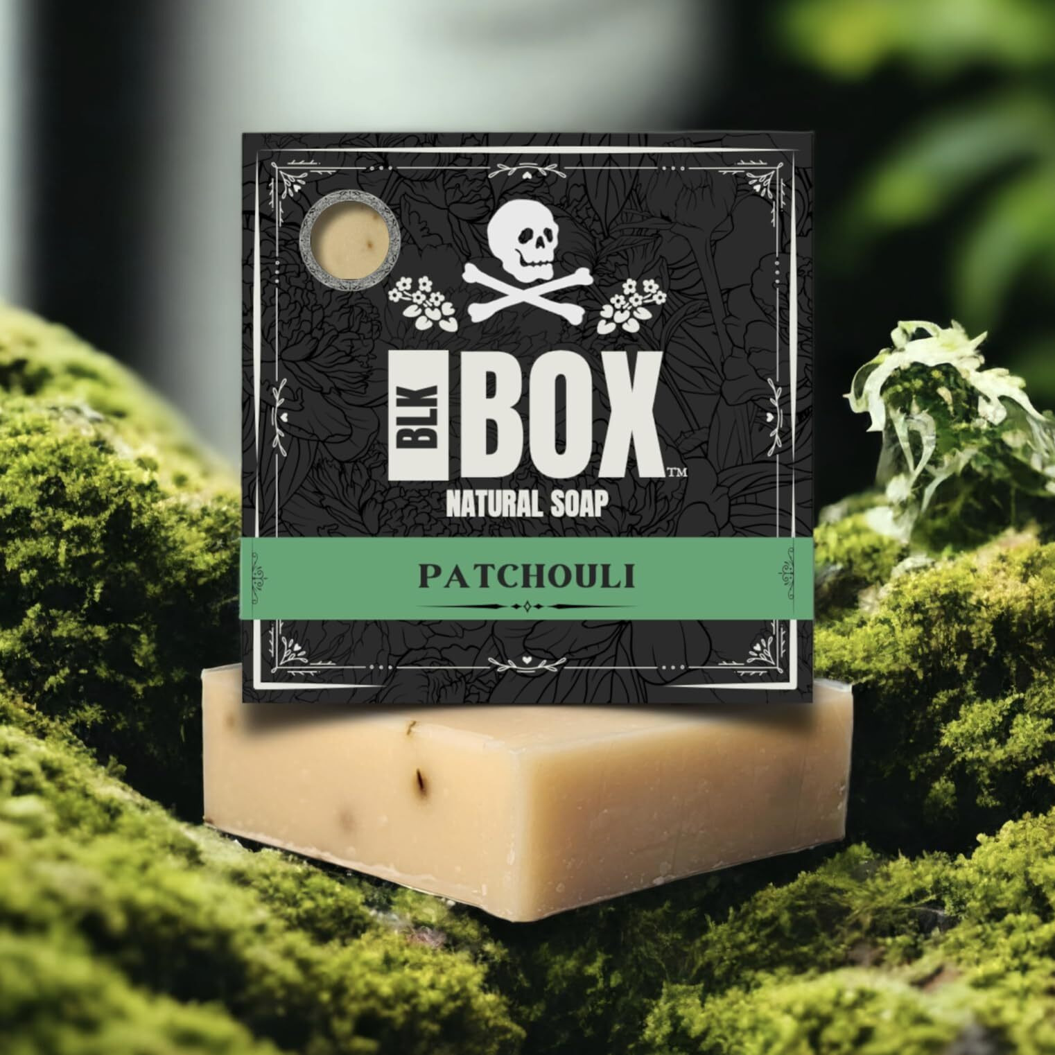 Black Box Usa Made 5Oz Men's Natural Bar Soap Made From Natural Oils - Handmade Cold Process Soap With No Harsh Chemicals Perfect Blend Of Patchouli & Peppermint Leaves (Patchouli)