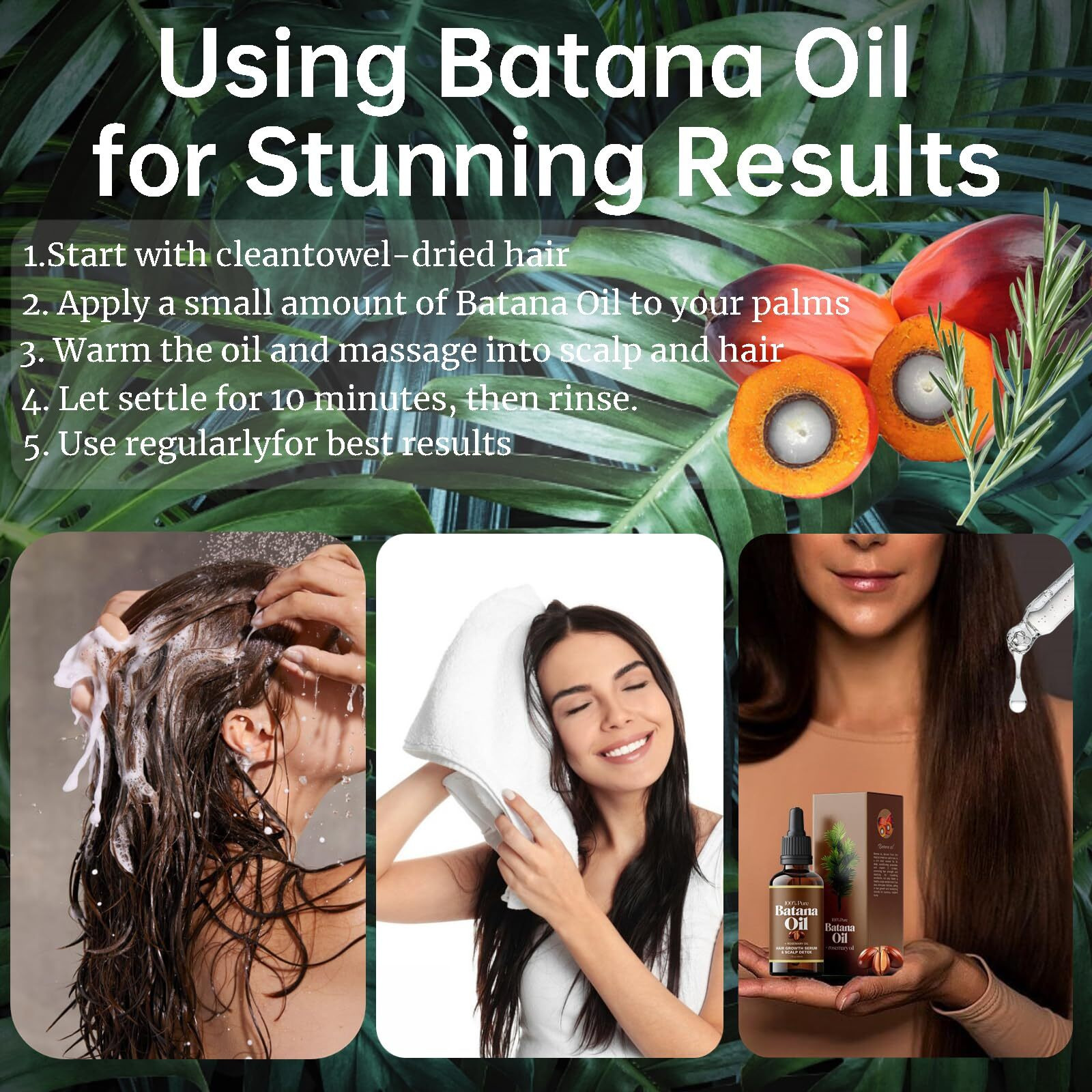 Batana Oil For Hair Growth, Upgrade 100% Natural Raw Batana Oil Unrefined Natural Batana Oil Revitalized Hair Strength - Promotes Hair Thickness For Women & Men Hair Care Oil, 30Ml (1Pcs)