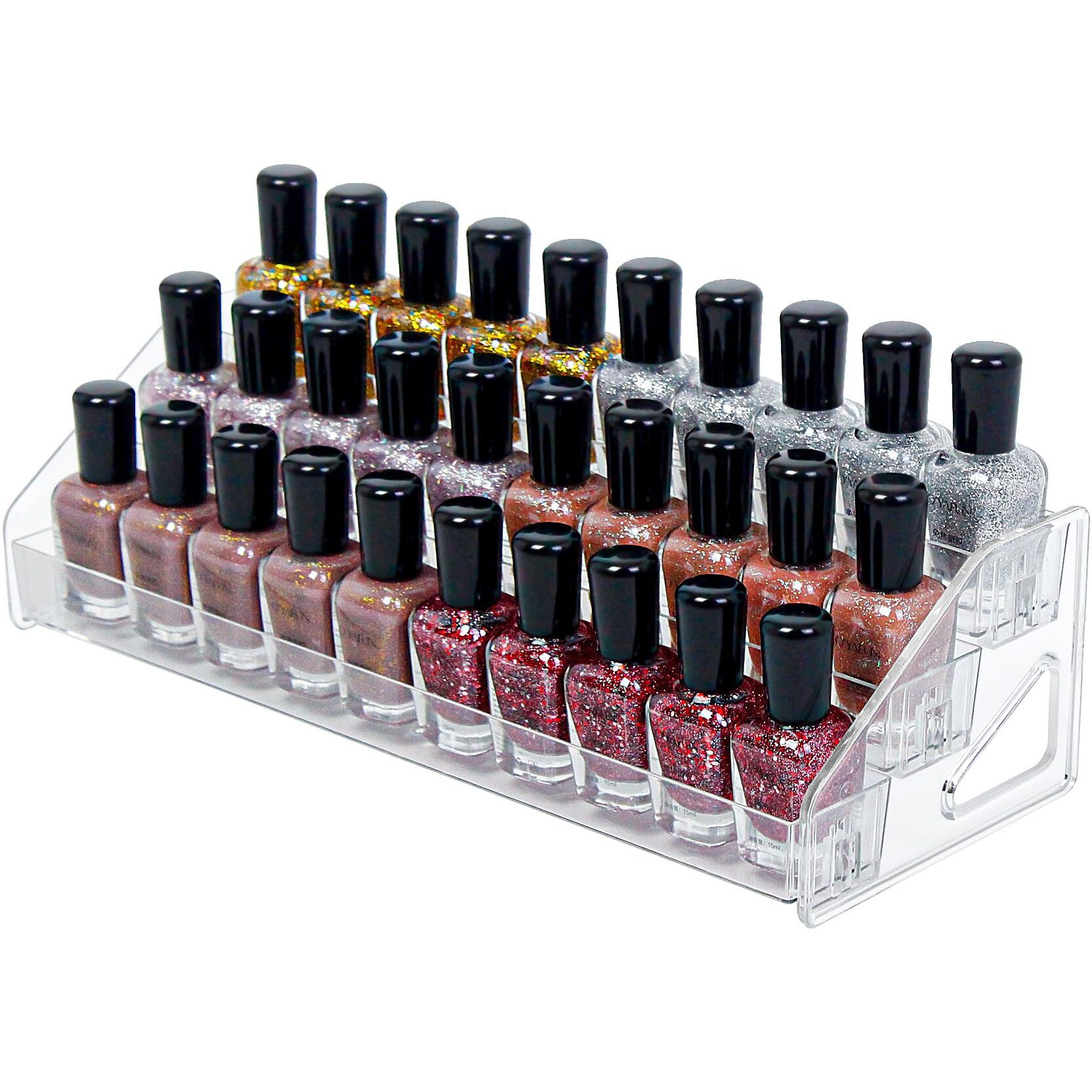 Dtxiaqiao 3-Tier Clear Acrylic Nail Polish Organizer, Holds 24-48 Bottles, Multi-Purpose Display For Nail Polish, Sunglasses, Essential Oils And Cosmetics