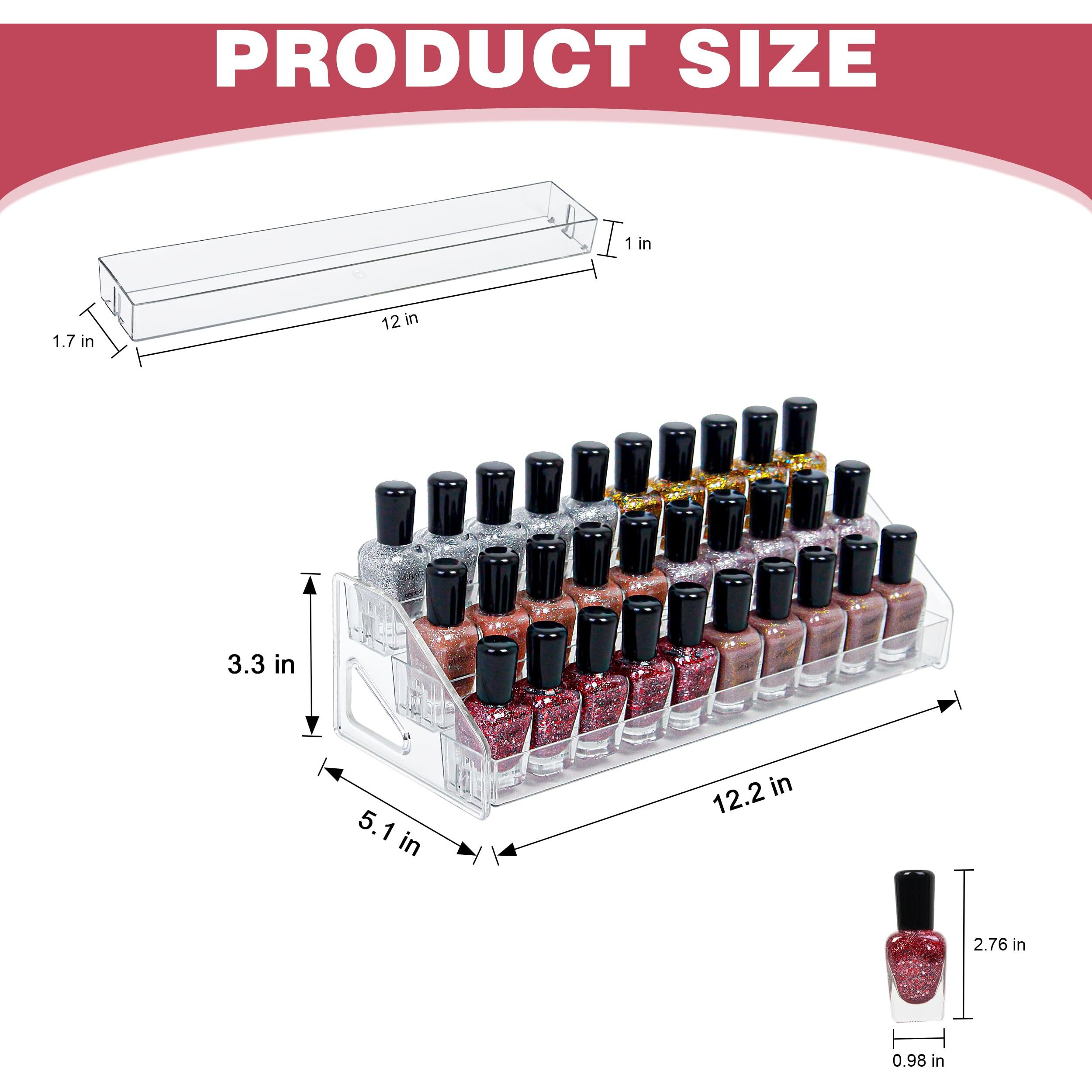 Dtxiaqiao 3-Tier Clear Acrylic Nail Polish Organizer, Holds 24-48 Bottles, Multi-Purpose Display For Nail Polish, Sunglasses, Essential Oils And Cosmetics