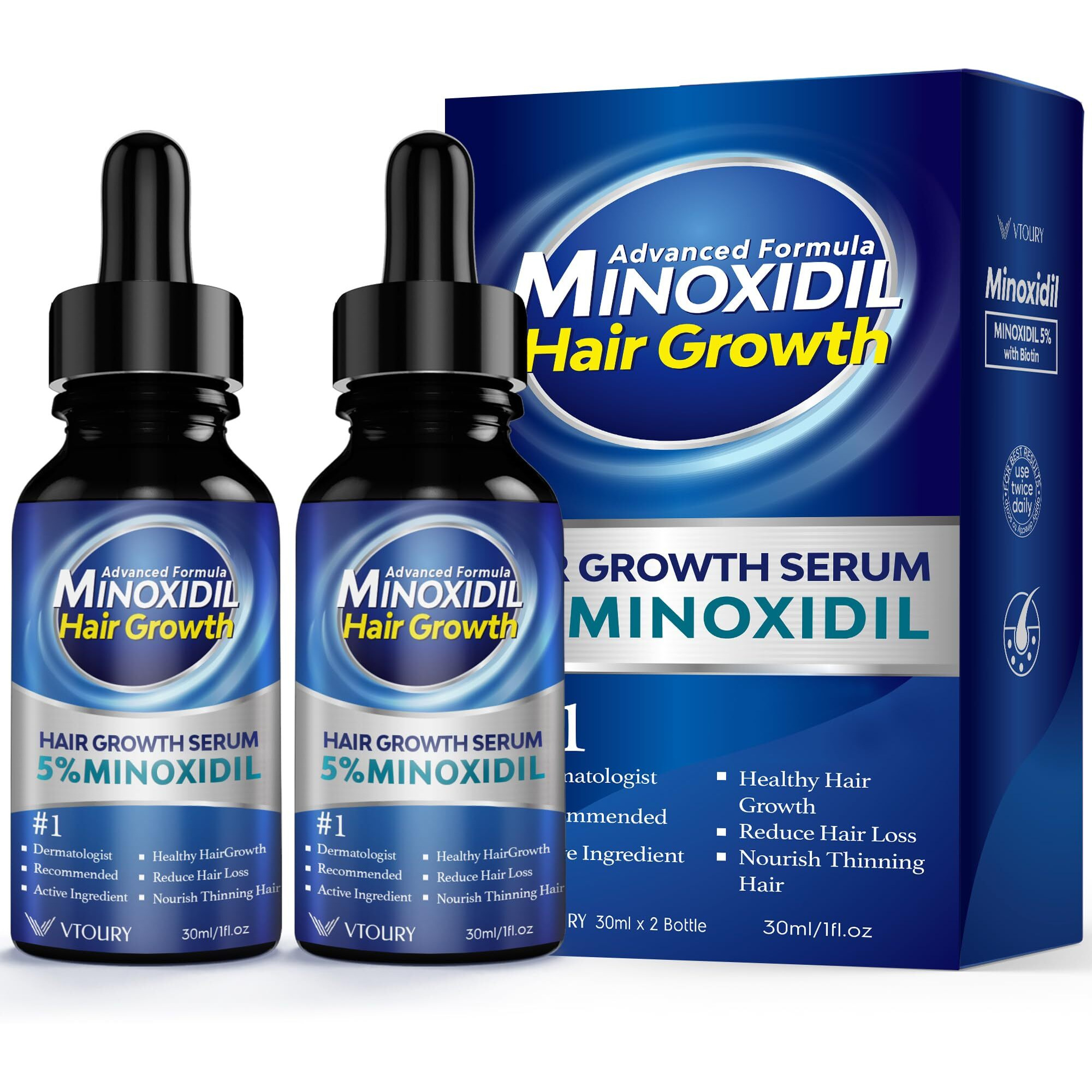 2-Pack Minoxidil For Men And Women Hair Growth- Monoxide For Women Hair Growth, Monoxide For Men Hair, Beard Growth Oil