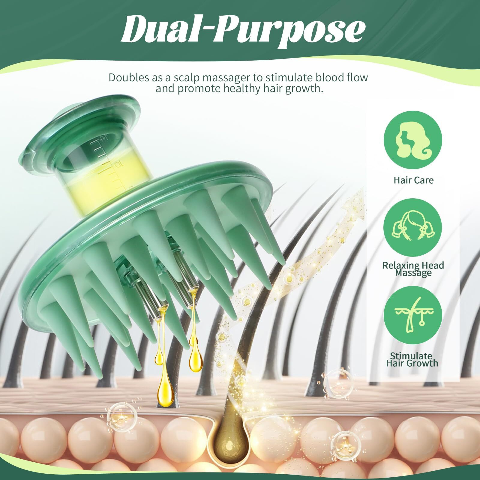 Beautlohas. Scalp Massager Applicator Comb Silicone Hair Oil & Serum Brush For Even Distribution - No Mess, Easy-To-Use Scalp Treatment Tool For All Hair Types