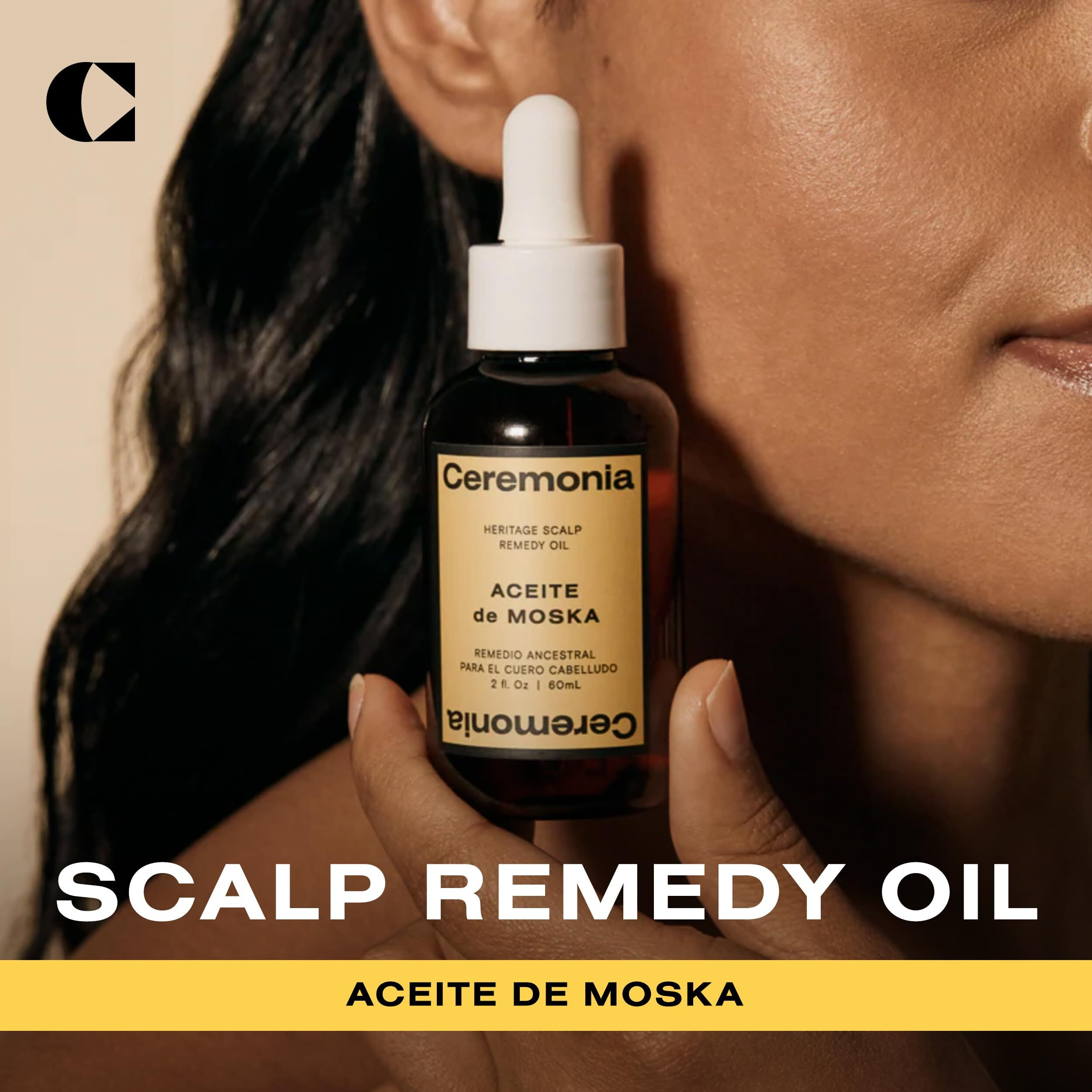 Ceremonia Aceite De Moska Hair Oil Heritage Scalp Remedy Serum Nourishing And Balancing Pre-Shampoo Treatment, 2 Fl Oz | 60 Ml