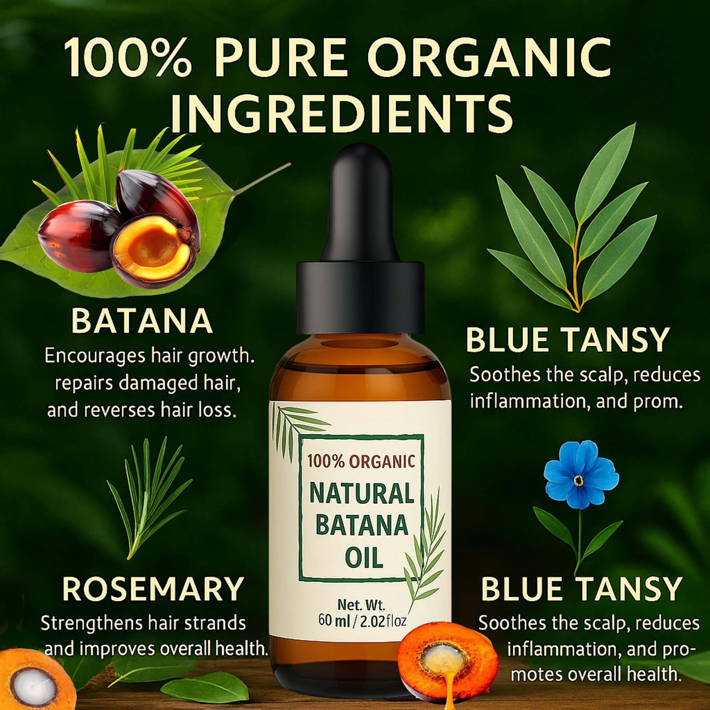 Raw Batana Oil For Hair Growth - Dr. Sebi Organic Botana Natural Hair Growth Oil- Scalp Treatment For Strengthening, Thickening, And Natural Care For Men And Women