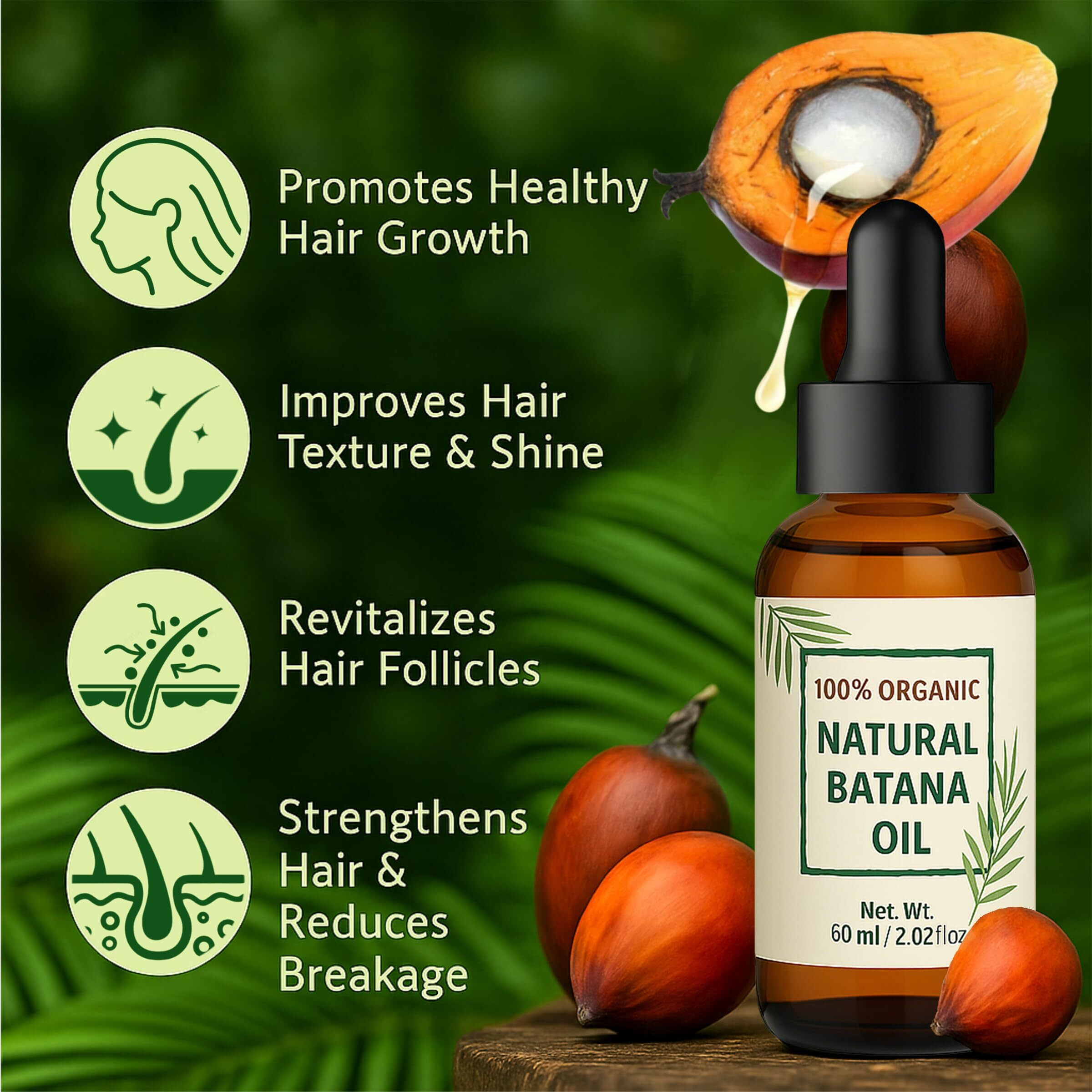 Raw Batana Oil For Hair Growth - Dr. Sebi Organic Botana Natural Hair Growth Oil- Scalp Treatment For Strengthening, Thickening, And Natural Care For Men And Women