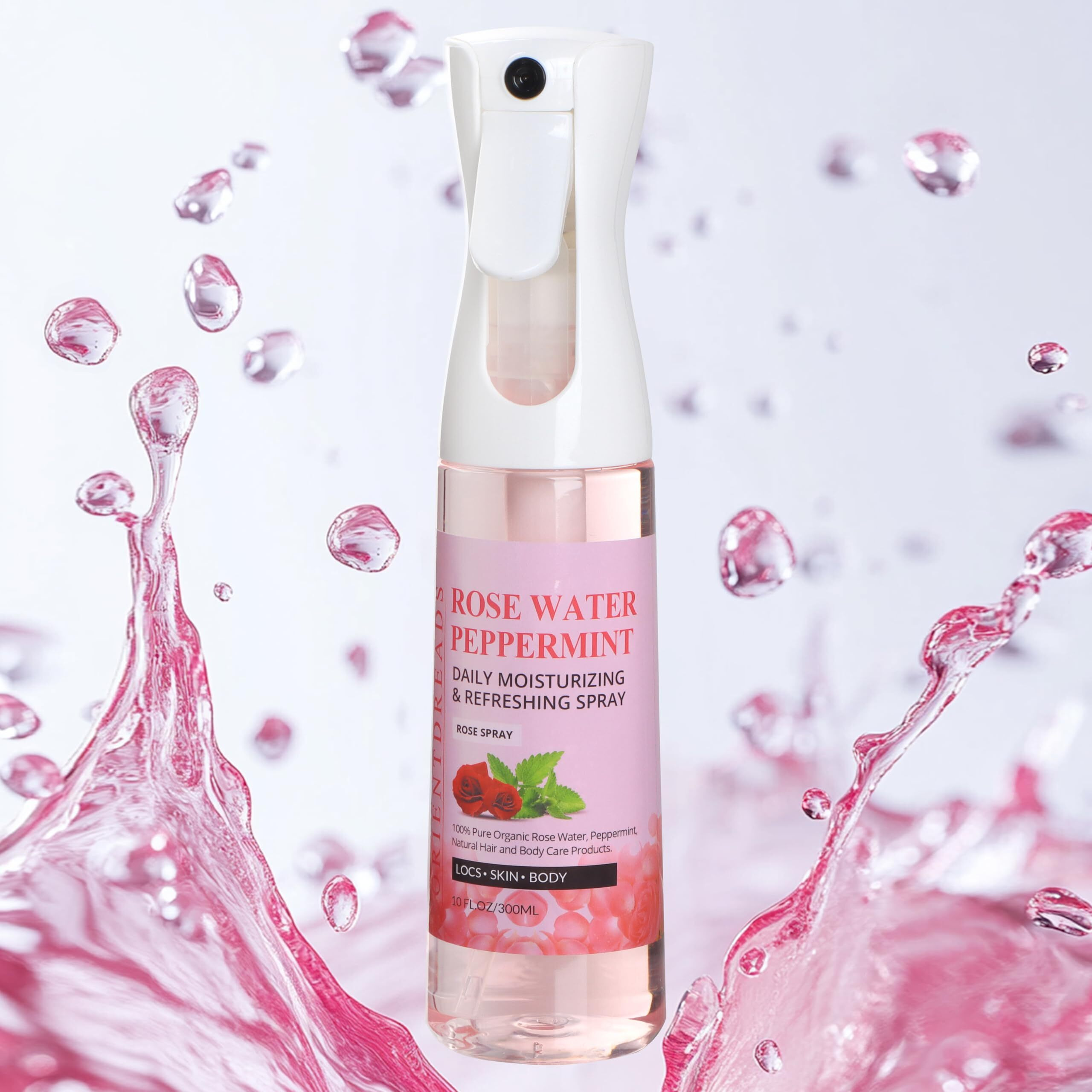 Orientdreads Rose Water And Peppermint Hair Scalp Moisturizing Spray With Castor Oil - For Natural Loc Care And Dreadlock Maintenance (10 Oz)