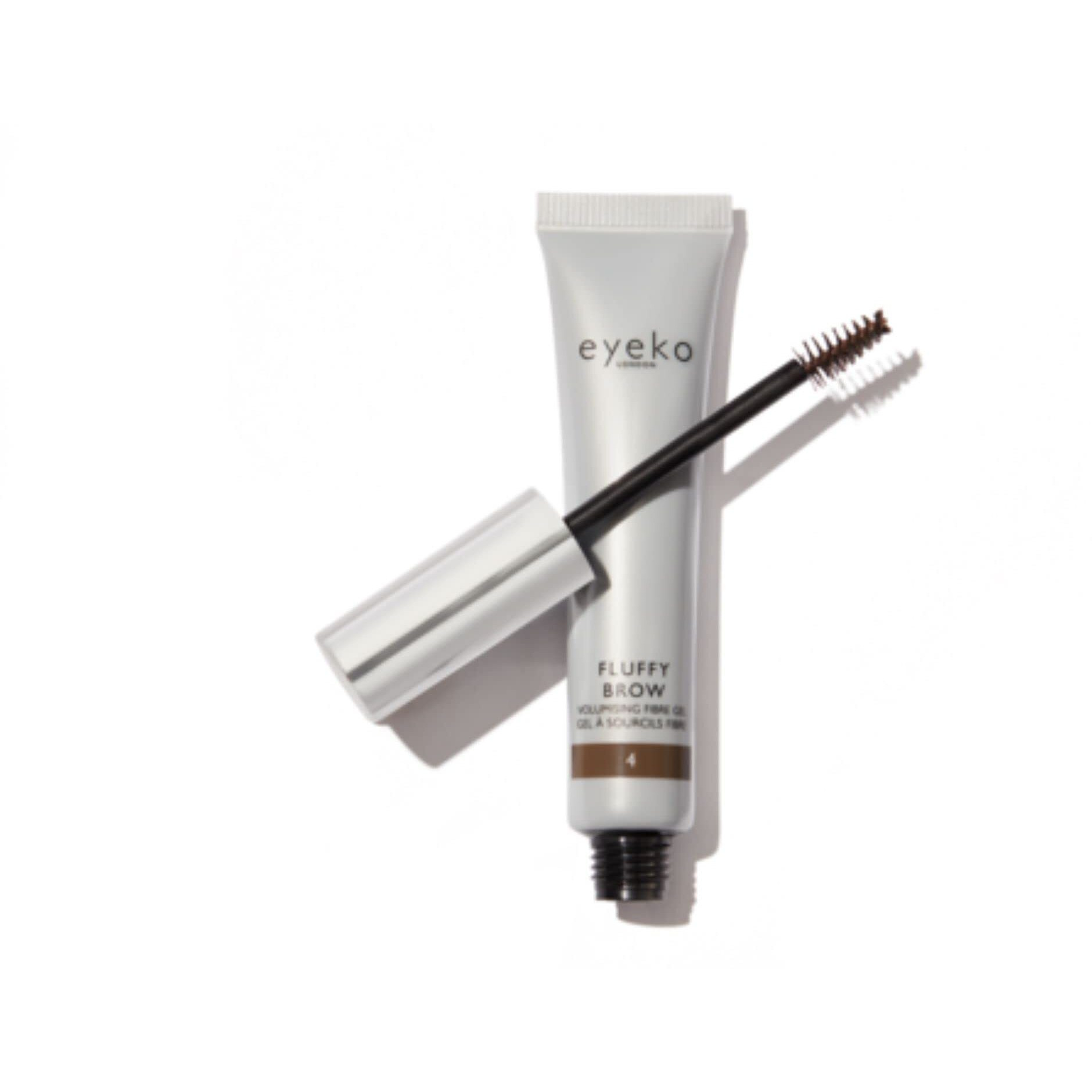 Eyeko Fluffy Brow - Shade 4 Cool Deep Brown - Fiber Enhanced Tinted Brow Gel - Volume & Hold - With Castor Oil And Vitamin E - Vegan 8Ml