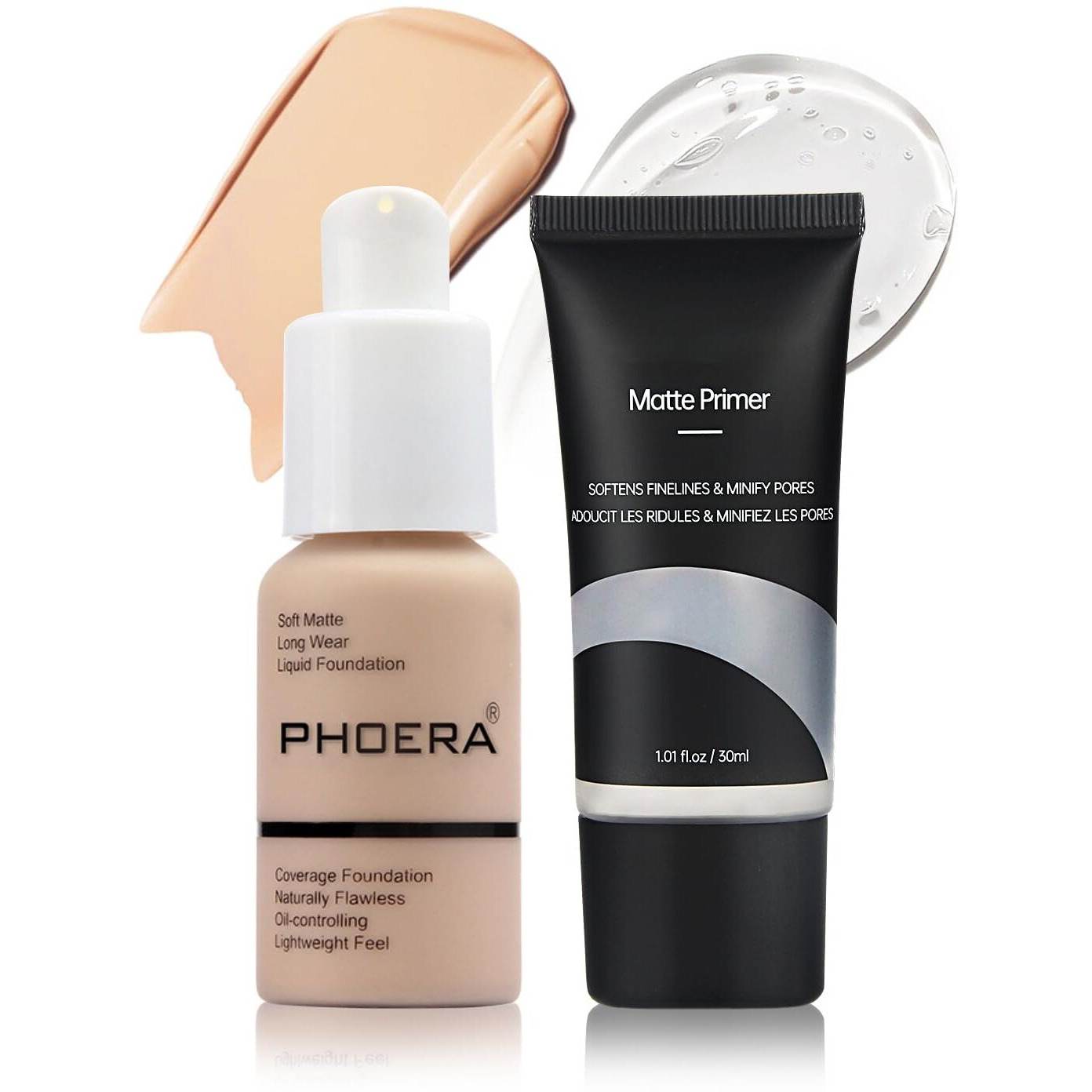 Phoera Foundation Makeup, Flawless Soft Matte Oil Control Liquid Foundation, Full Coverage Mattle Oil-Control Concealer For Older Women, Great Choice For Gift (102+Primer)