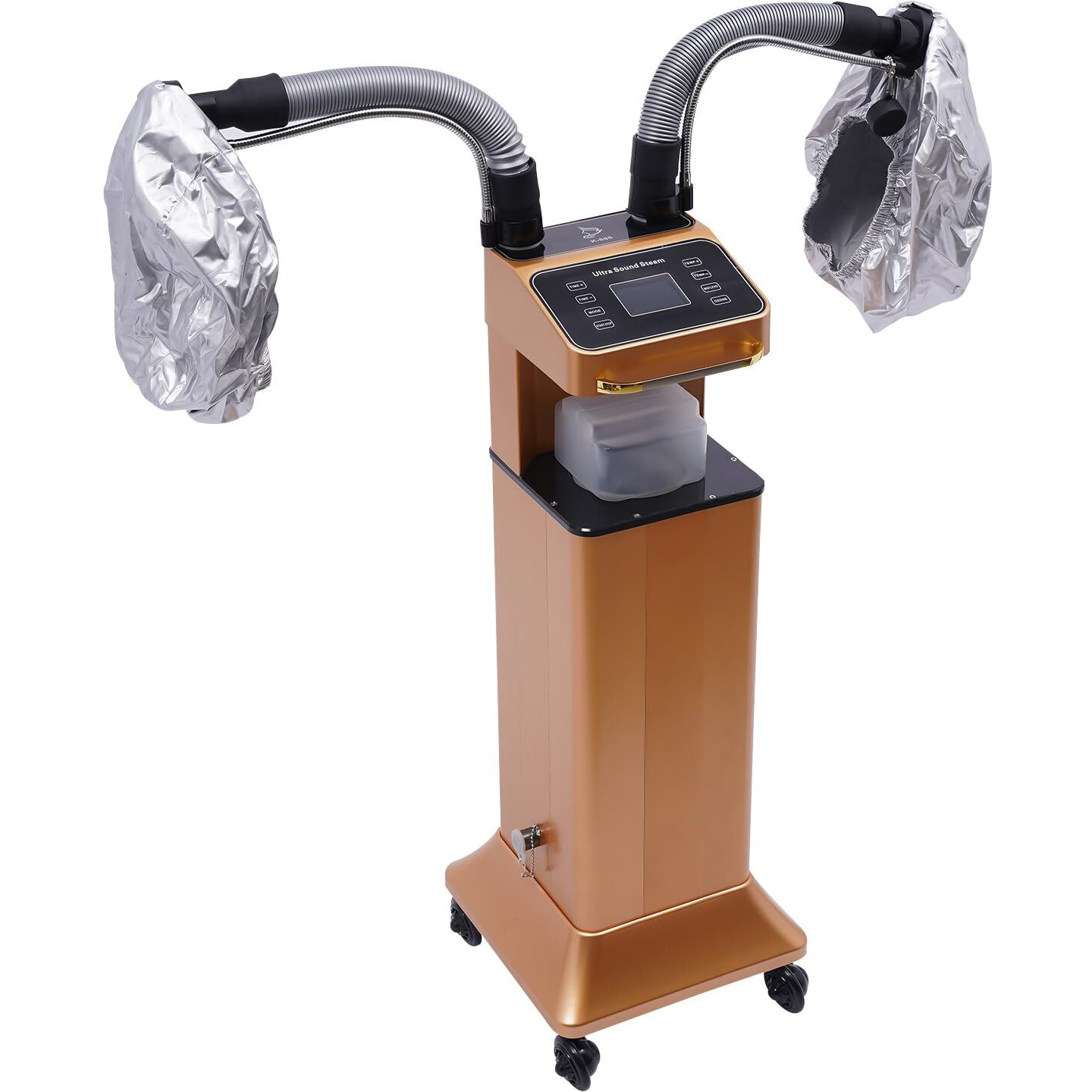 Dnysysj Salon Hair Steamer, Gold Nano Mist Hair Steamer Multi-Functional Nano Hair Color Processor Two Caps Hair Oil Machine, 650W Vertical Hair Steamer For Hair Salon Deep Hair Care Repair, Basics
