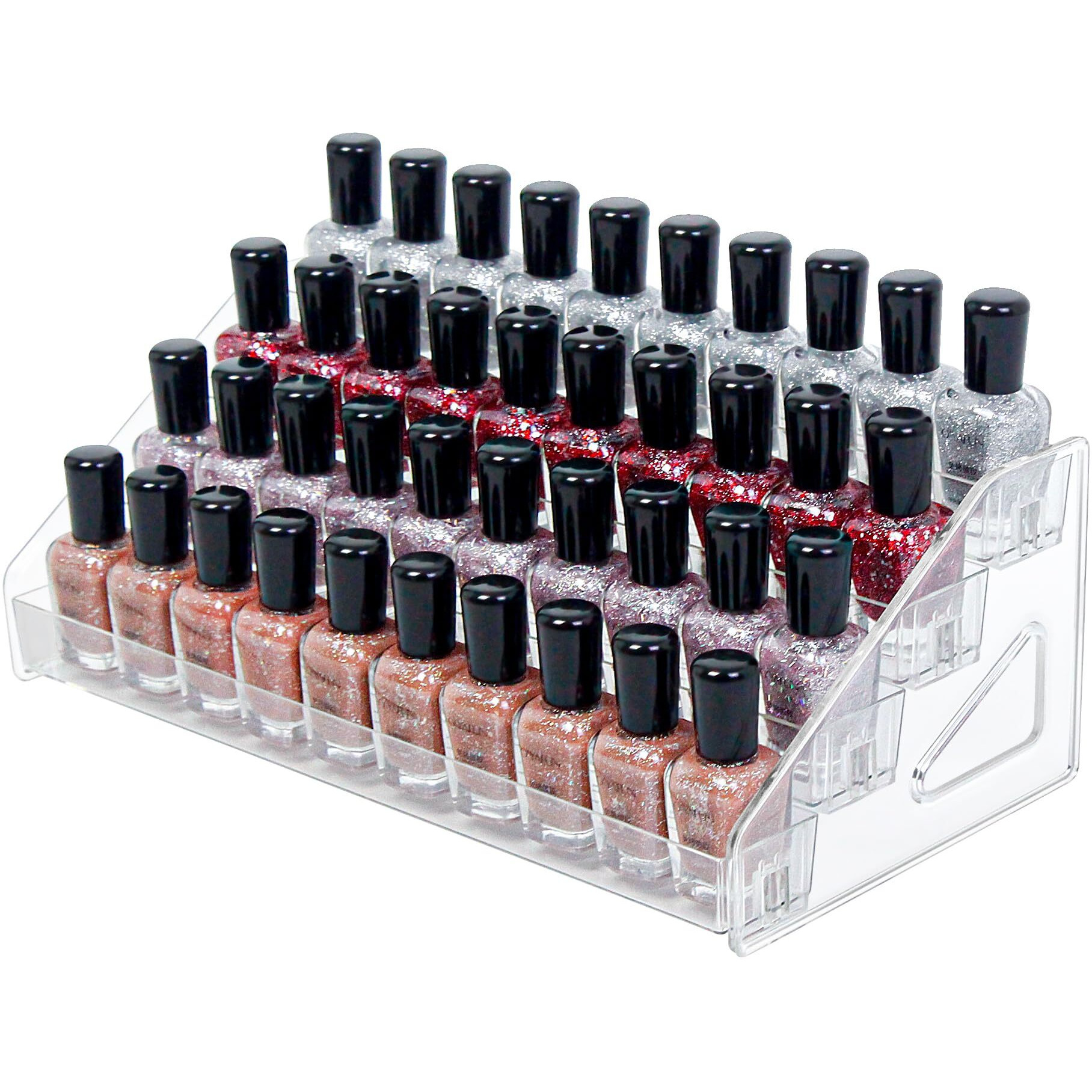 Dtxiaqiao 4-Tier Clear Acrylic Nail Polish Organizer, Holds 32-64 Bottles, Multi-Purpose Display For Nail Polish, Sunglasses, Essential Oils And Cosmetics