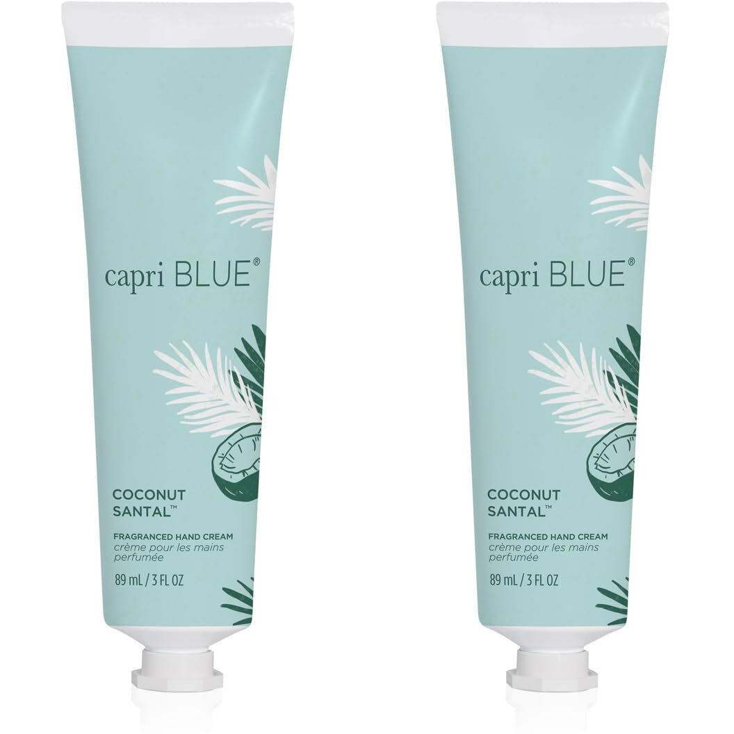Capri Blue Moisturizing Hand Creams Travel Size - Flora Edit Collection - Nourishing Hand Cream For Dry Cracked Hands With Jojoba Oil & Shea Butter - Skin Care (Coconut Santal, 3 Oz Pack Of 2)