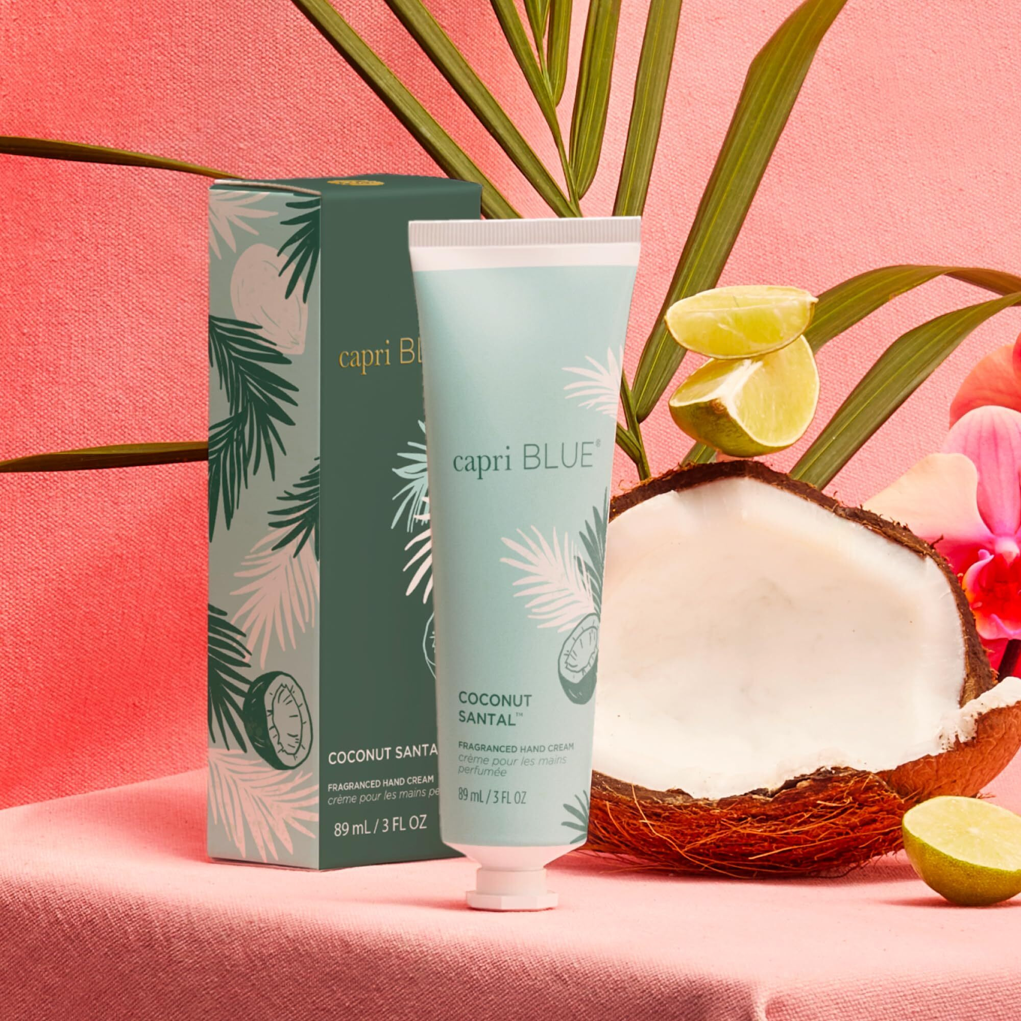 Capri Blue Moisturizing Hand Creams Travel Size - Flora Edit Collection - Nourishing Hand Cream For Dry Cracked Hands With Jojoba Oil & Shea Butter - Skin Care (Coconut Santal, 3 Oz Pack Of 2)