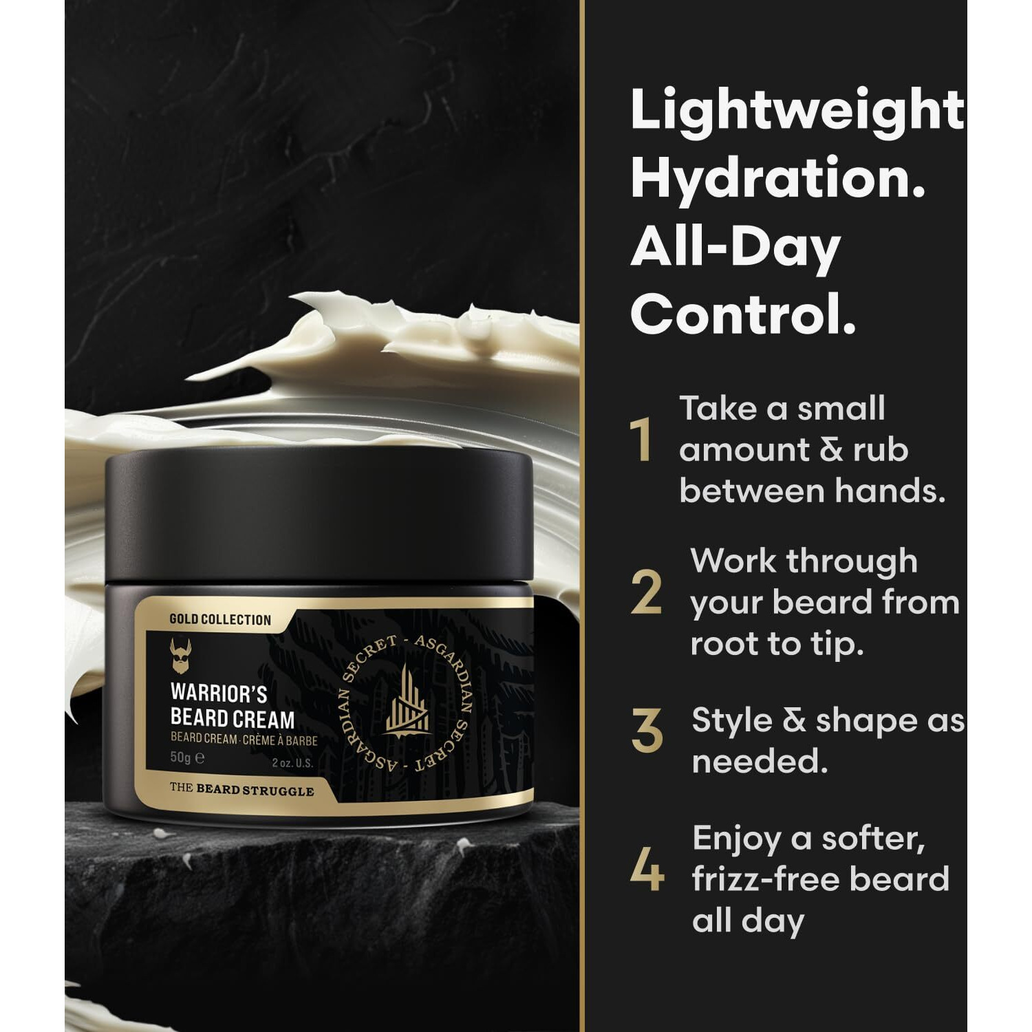Beard Cream For Men By Beard Struggle -Hoenir's Poem Beard Butter, Moisturizer & Softener For Men - Itch Relief, Hydration With Avocado & Jojoba Oils - Beard, Mustache & Corase Growth Cream, 50G