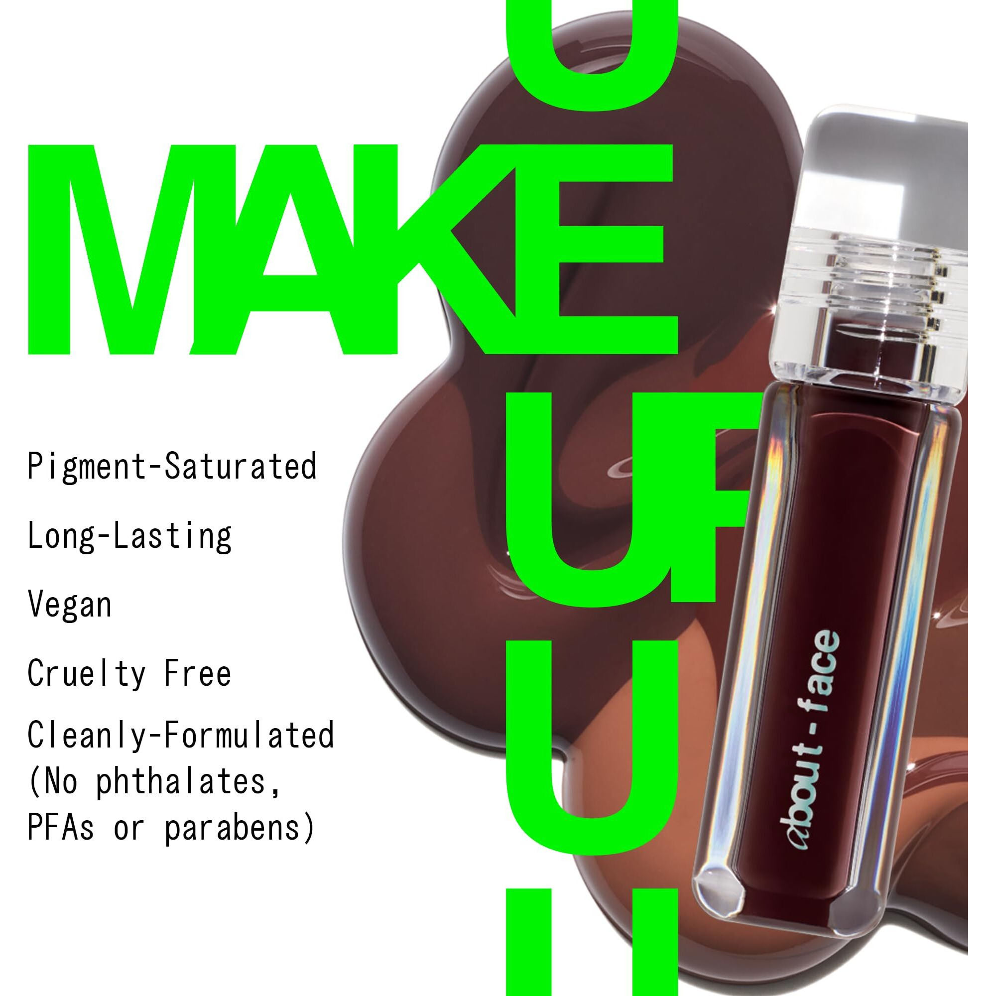 About-Face Light Lock Lip Gloss Play Hooky - Non-Sticky, High-Shine Lip Oil Gloss With Coconut Oil, Peppermint & Lavender - Vegan, Cruelty-Free, Clean Beauty - 0.21 Oz (Plum Brown)