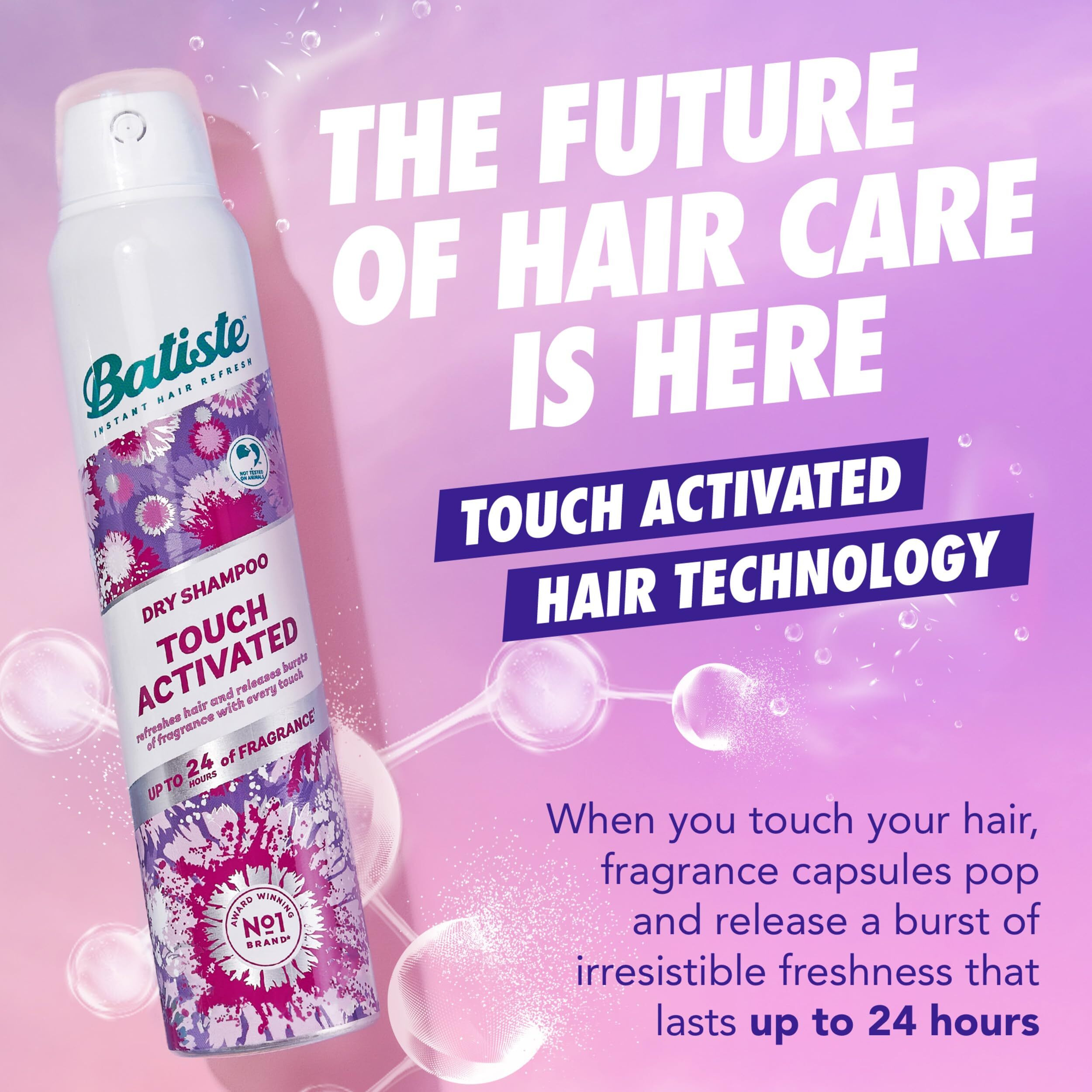Batiste Touch Activated Dry Shampoo, Up To 24 Hours Of Freshness, Absorbs Oil In Hair Between Washes With Lasting Scent Releasing Technology, 3.81 Oz