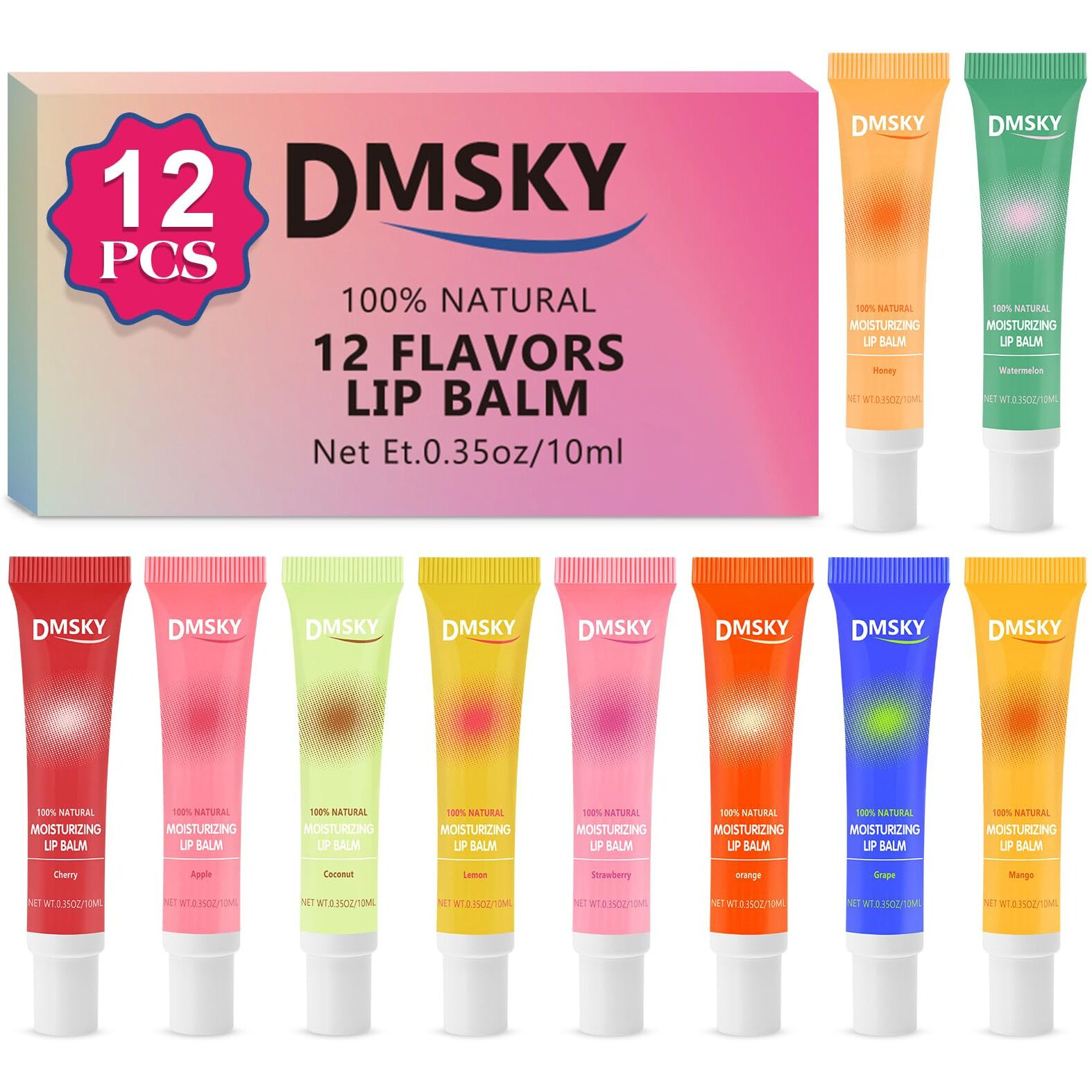 Dmsky Lip Gloss Bulk 12 Pack, Hydrating Squeeze Clear Lip Gloss Set With Shea Butter, Moisturizing High Shine Glossy Lip Oil For Dry Chapped Lips-12 Flavors