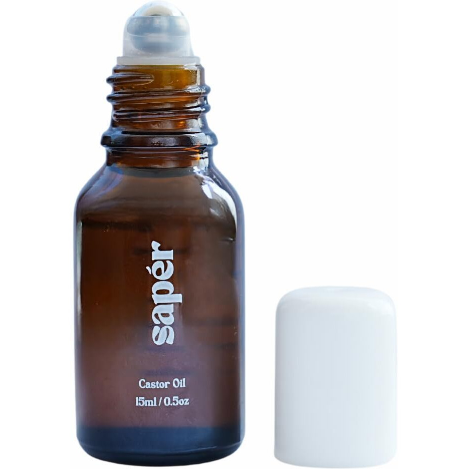 Castor Oil Roller Glass Bottle For Eyebrow, Eyelashes, Skin, Lips - Certified Organic 100% Pure Castor Oil, Cold Pressed, Hexane Free, Unrefined - Vegan, Mess Free Roll On Application, Single-Origin