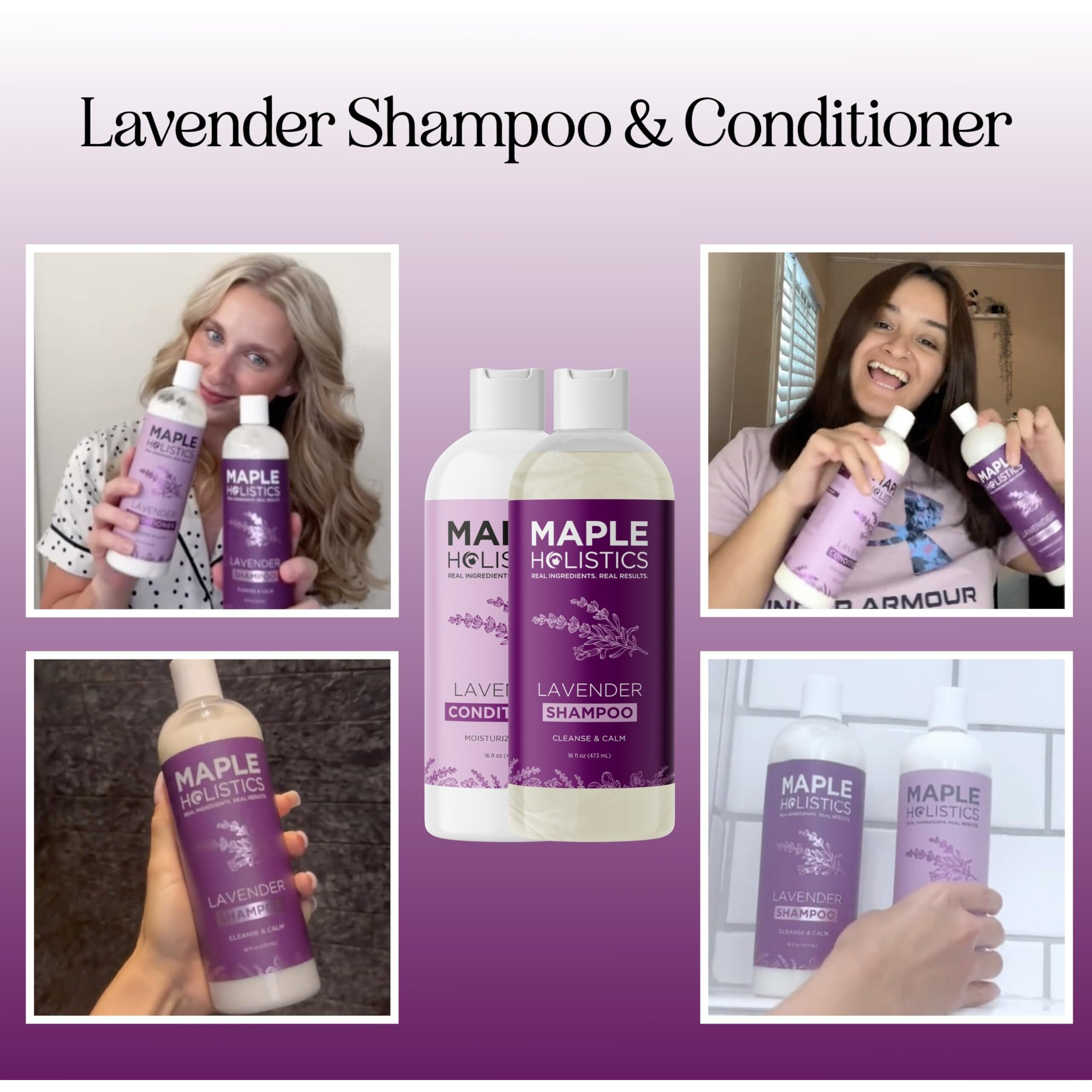 Aromatherapy Lavender Shampoo And Conditioner Set - Paraben And Sulfate Free Shampoo And Conditioner For Women With Chamomile Panthenol Jojoba Oil Plus Cleansing And Calming Lavender Essential Oil
