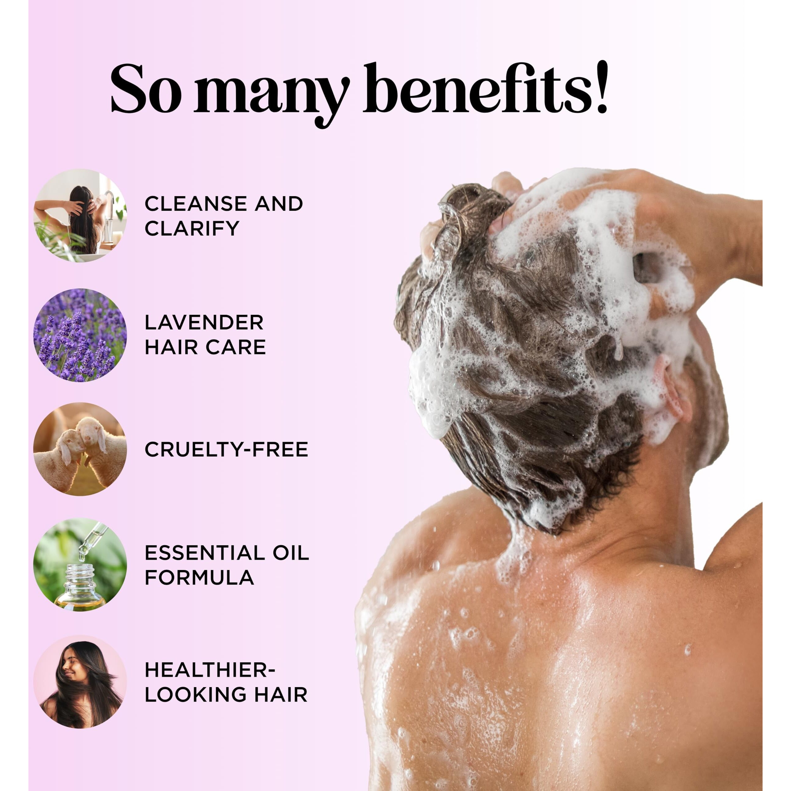 Aromatherapy Lavender Shampoo And Conditioner Set - Paraben And Sulfate Free Shampoo And Conditioner For Women With Chamomile Panthenol Jojoba Oil Plus Cleansing And Calming Lavender Essential Oil