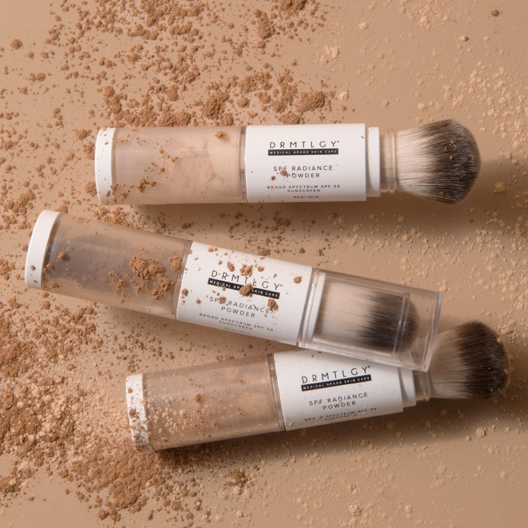 Drmtlgy Spf Radiance Powder Medium/Tan - Mineral Sunscreen Spf 30, Oil-Absorbing, Sheer Tinted Setting Powder, Broad-Spectrum Uv Protection, Vegan, Non-Nano, 6.5G