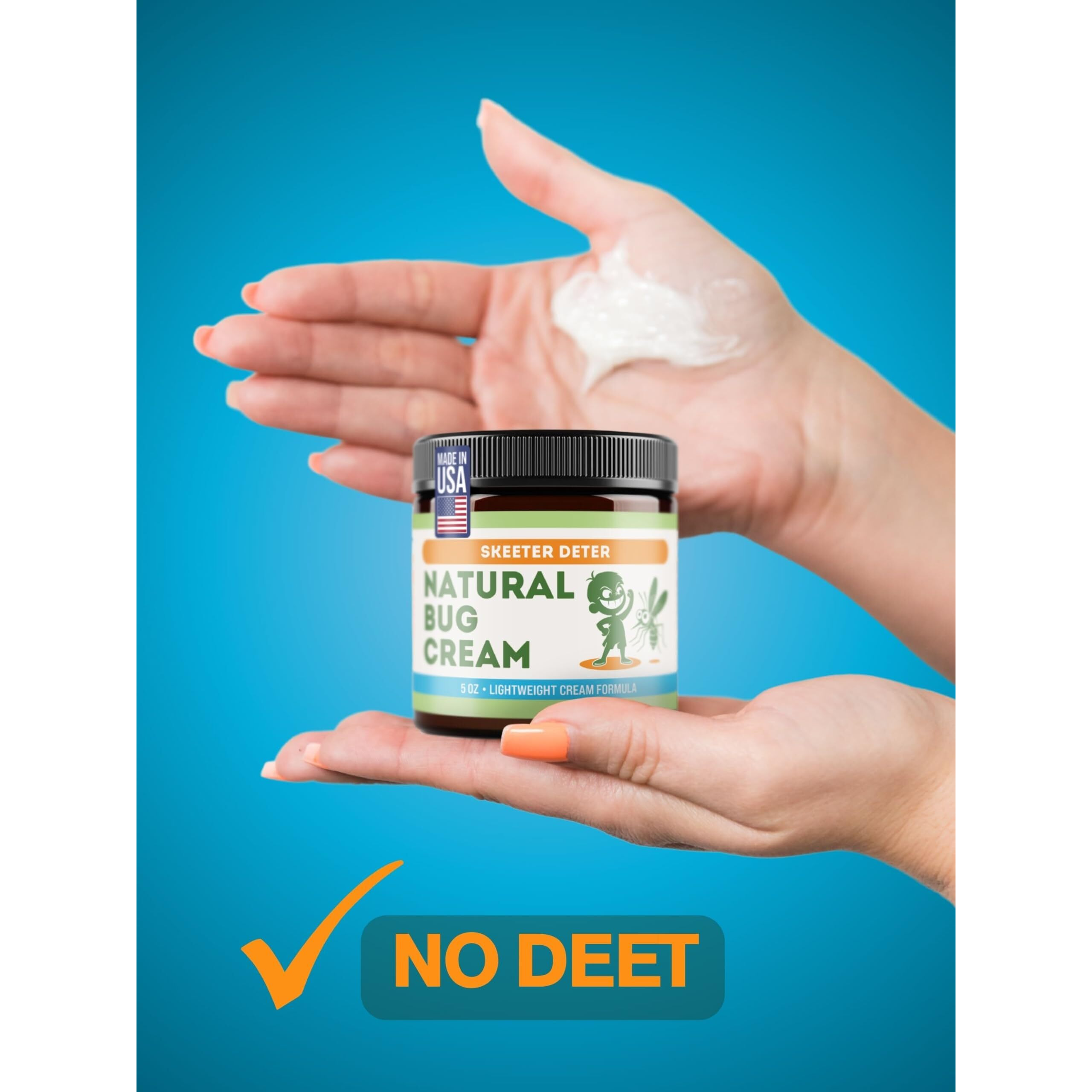 Natural Bug Cream - No Spray Formula, Made With Plant Essential Oils, Safe For Kids