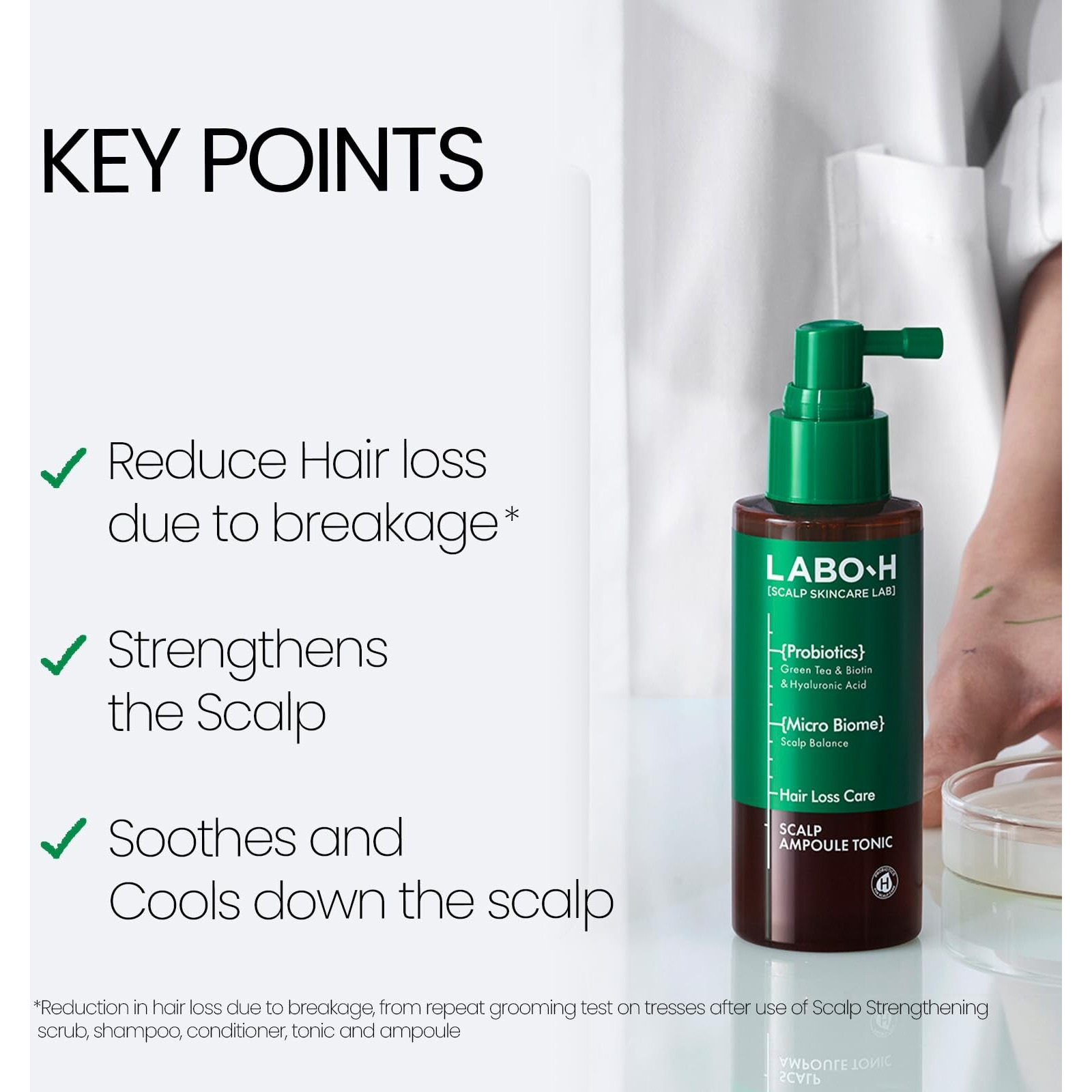 Labo-H Scalp Strengthening Spray For Hair Growth & Anti-Loss | Vegan Tonic Serum, Instant Cooling & Soothing With Rosemary And Peppermint Oil, Sulfate Free, Korean, 3.38 Fl Oz.