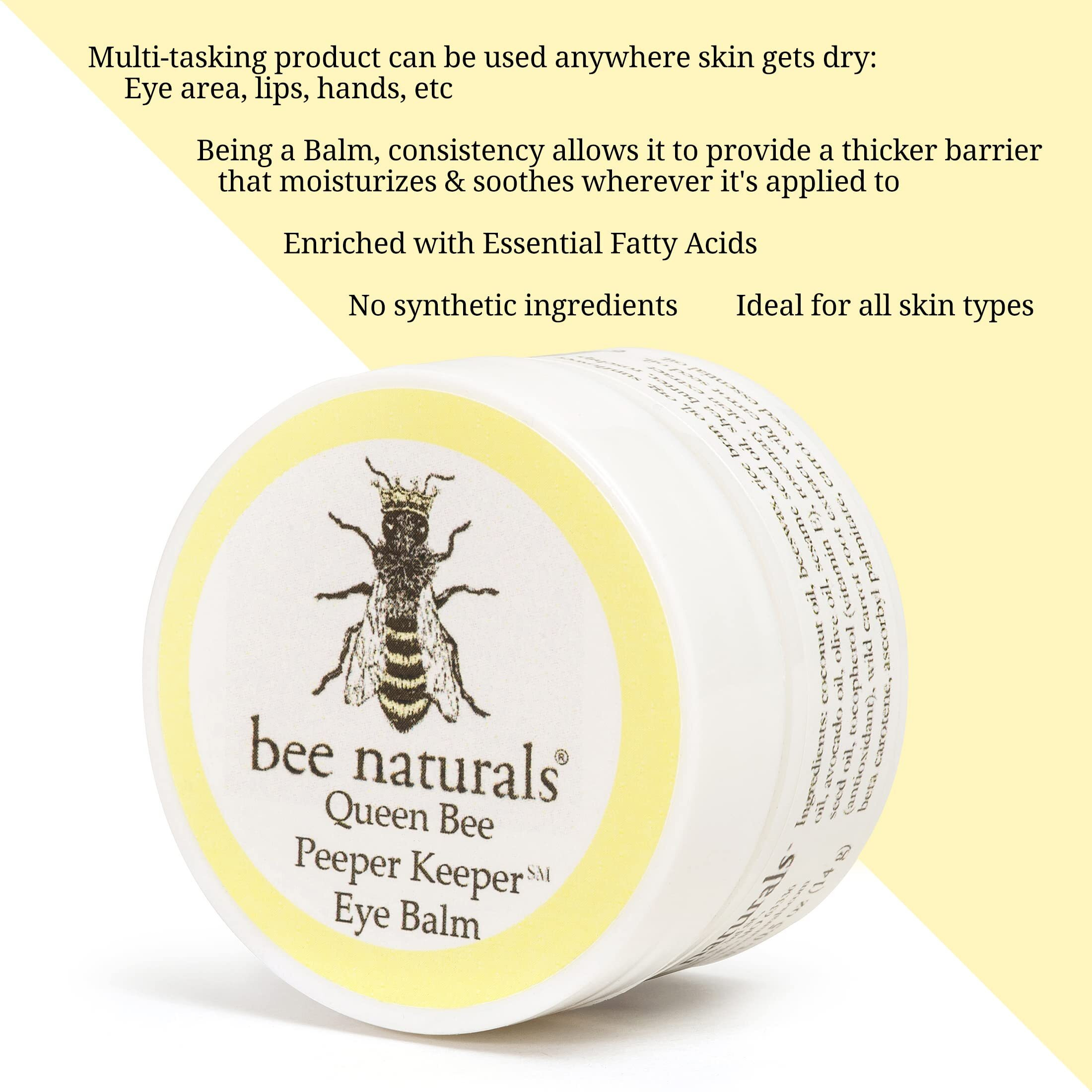 Bee Naturals Queen Eye Balm Duo - Peeper Keeper - 2 Pack Gift Set - Soothes & Moisturizes With Vitamin E & 10 Natural Oils - Helps Diminish Crowsfeet, Wrinkles & Fine Lines