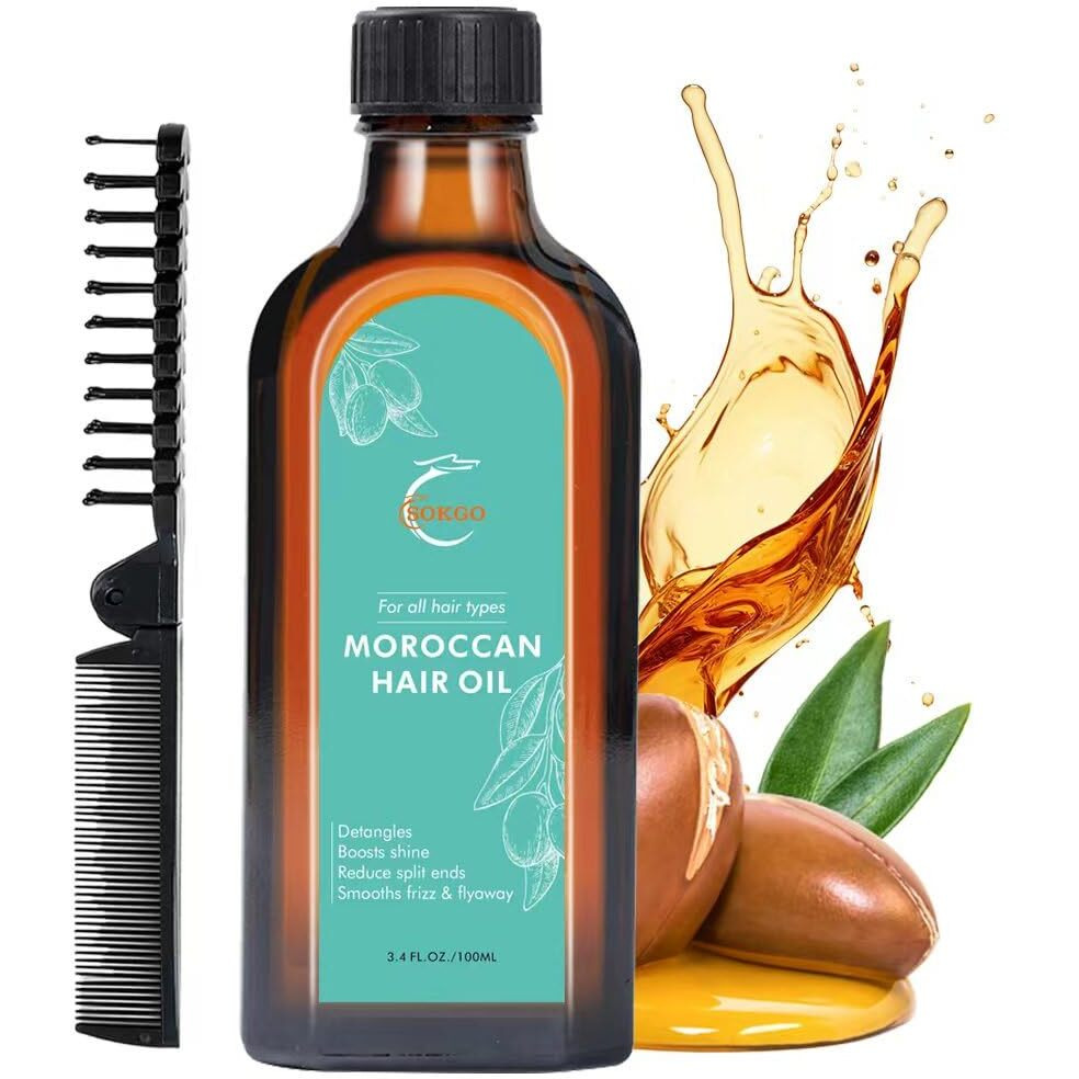Loske Premium Moroccan Argan Treatment Hair Oil, Nourishing Treatment For Healthy, Shiny Hair, Moisturizing, Repairing, And Frizz Control Formula