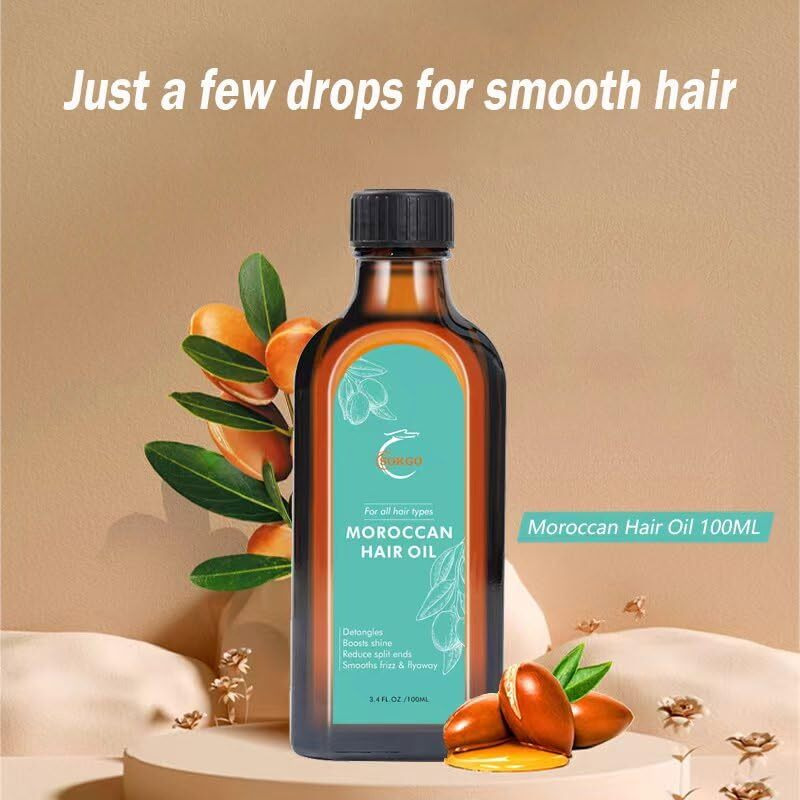 Loske Premium Moroccan Argan Treatment Hair Oil, Nourishing Treatment For Healthy, Shiny Hair, Moisturizing, Repairing, And Frizz Control Formula