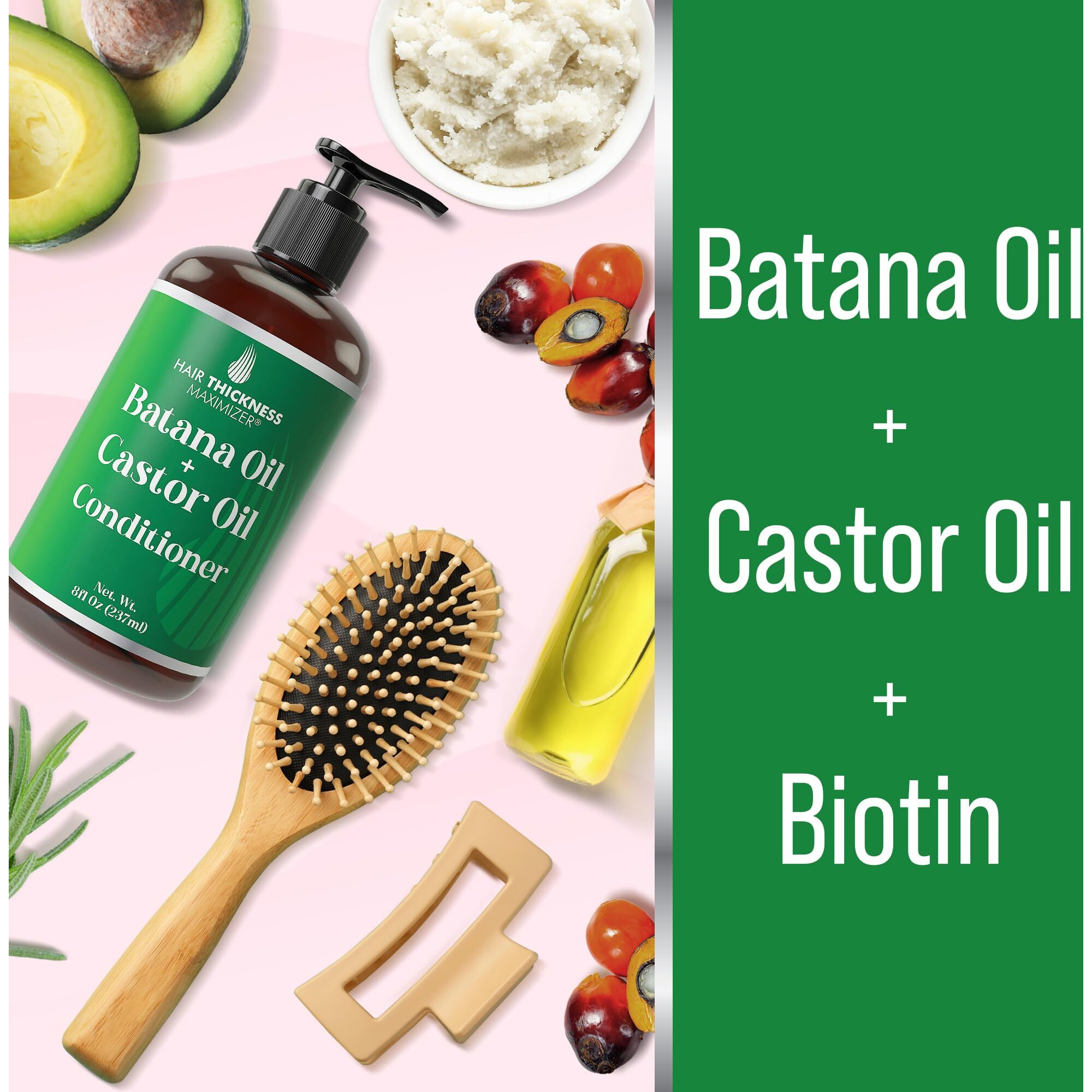 Batana Oil Conditioner For Hair Growth With Castor, Biotin To Strengthen, Soften & Moisturize Hair Without Stripping Natural Oils. Color Safe Batana Oil Shampoo And Conditioner For Women, Men