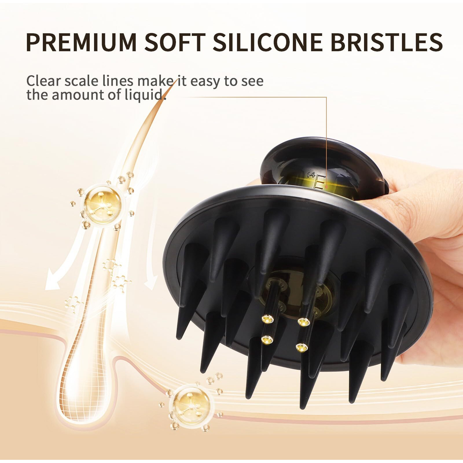 Toculab Hair Oil Applicator Brush For Hair Growth, Scalp Treatment Applicator Comb With Silicone Bristles For Scalp Massager Relaxing, Serums And Oils Comb For Hair Care And Nourishment (Black)